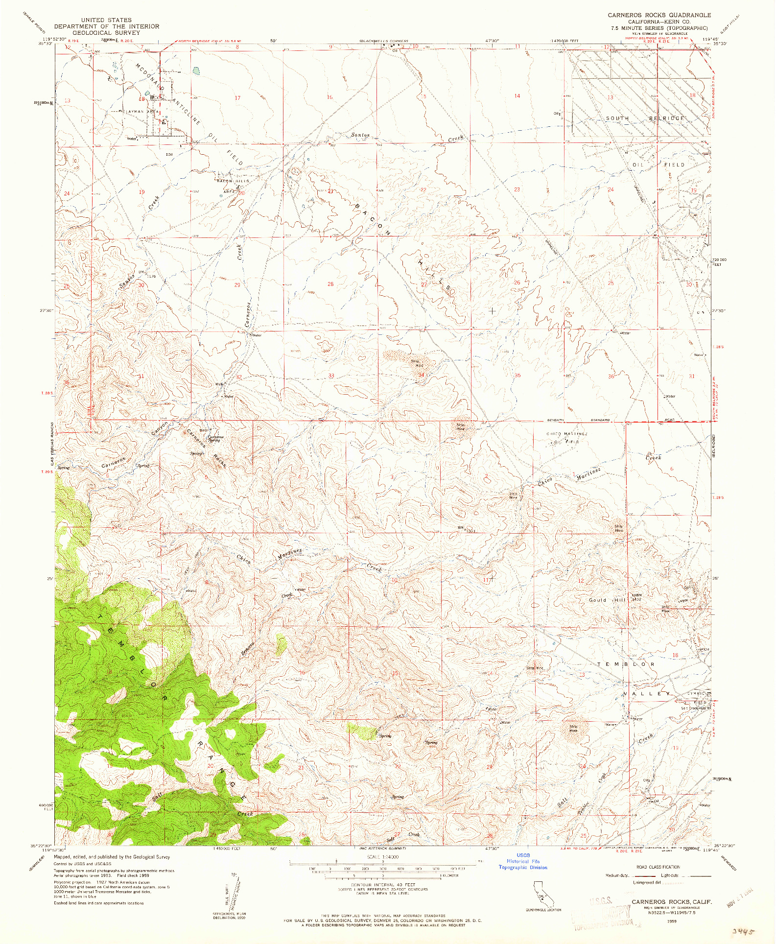 USGS 1:24000-SCALE QUADRANGLE FOR CARNEROS ROCKS, CA 1959