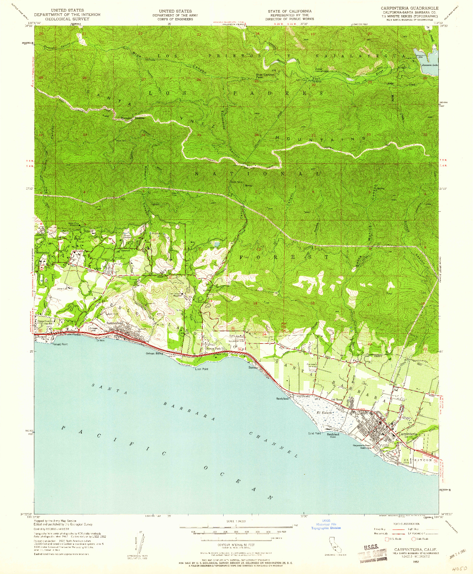 USGS 1:24000-SCALE QUADRANGLE FOR CARPINTERIA, CA 1952