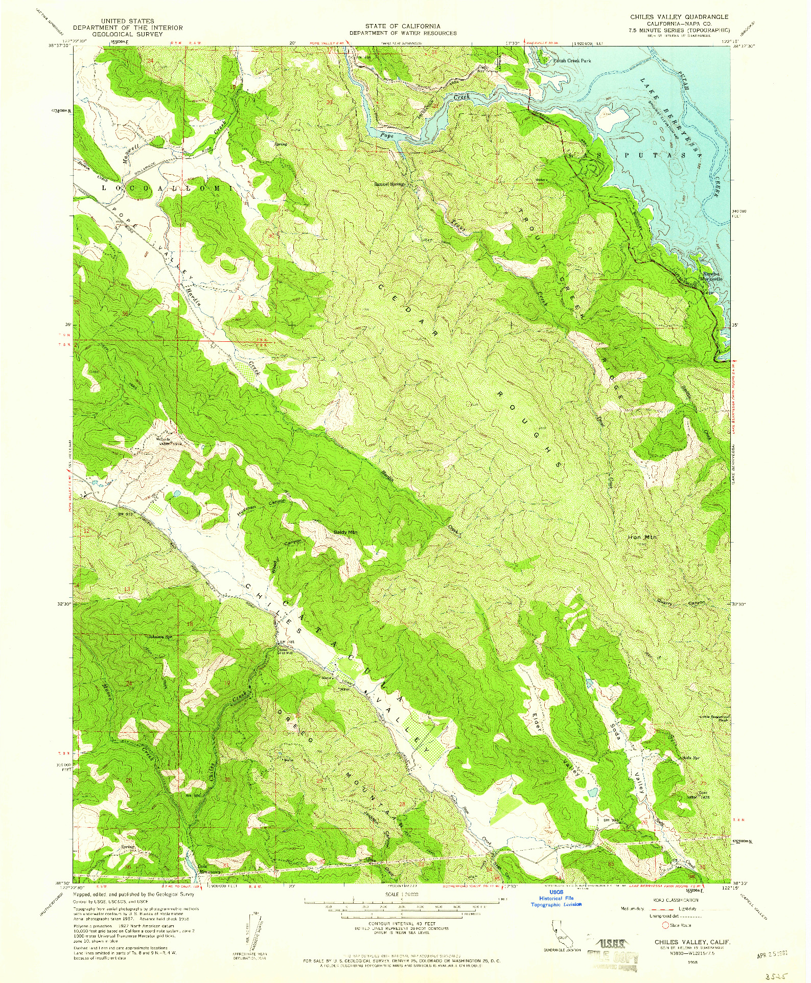 USGS 1:24000-SCALE QUADRANGLE FOR CHILES VALLEY, CA 1958