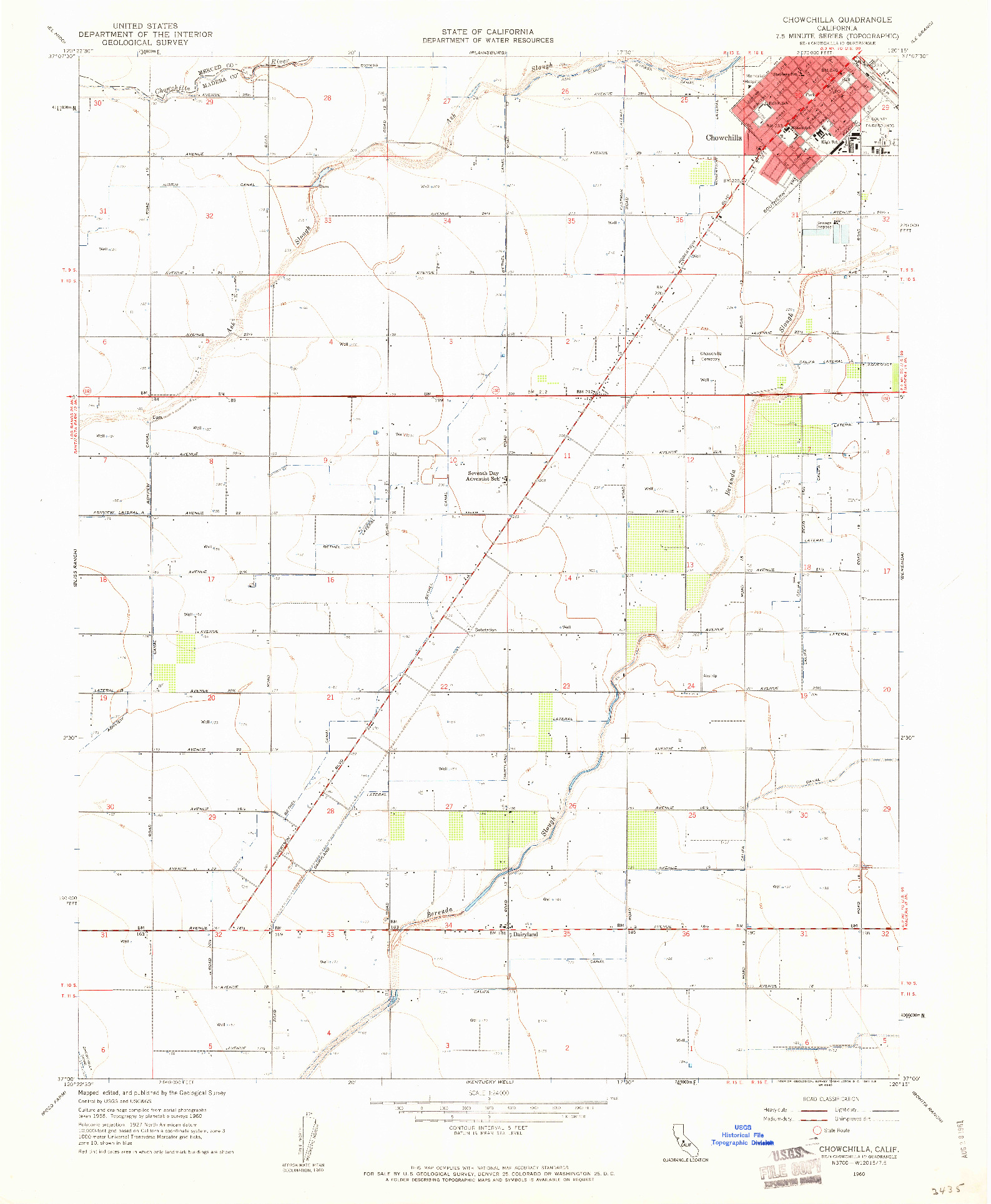 USGS 1:24000-SCALE QUADRANGLE FOR CHOWCHILLA, CA 1960