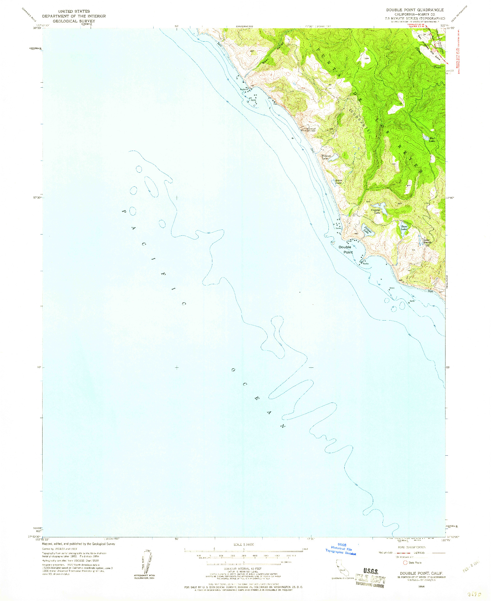 USGS 1:24000-SCALE QUADRANGLE FOR DOUBLE POINT, CA 1954