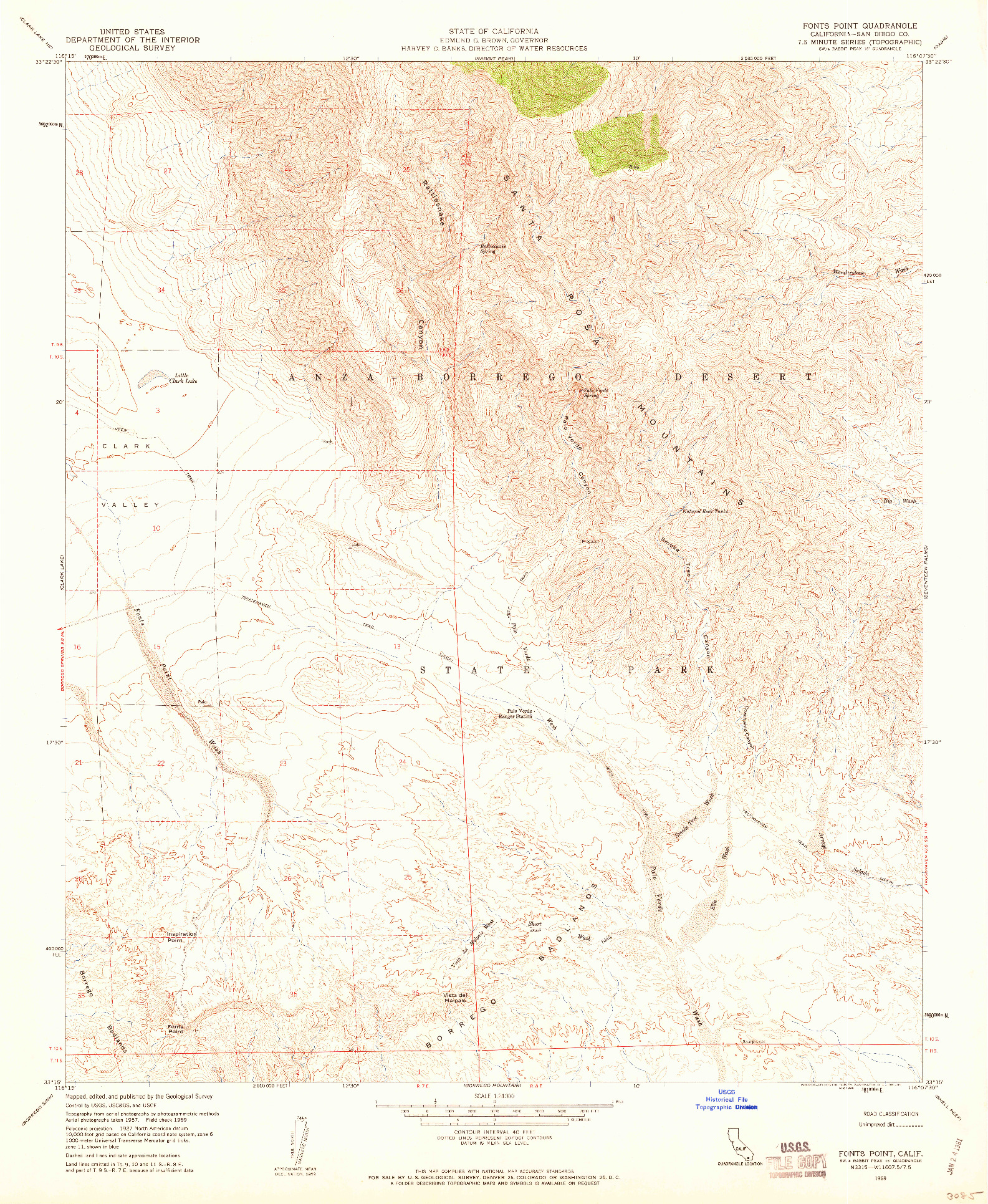 USGS 1:24000-SCALE QUADRANGLE FOR FONTS POINT, CA 1959