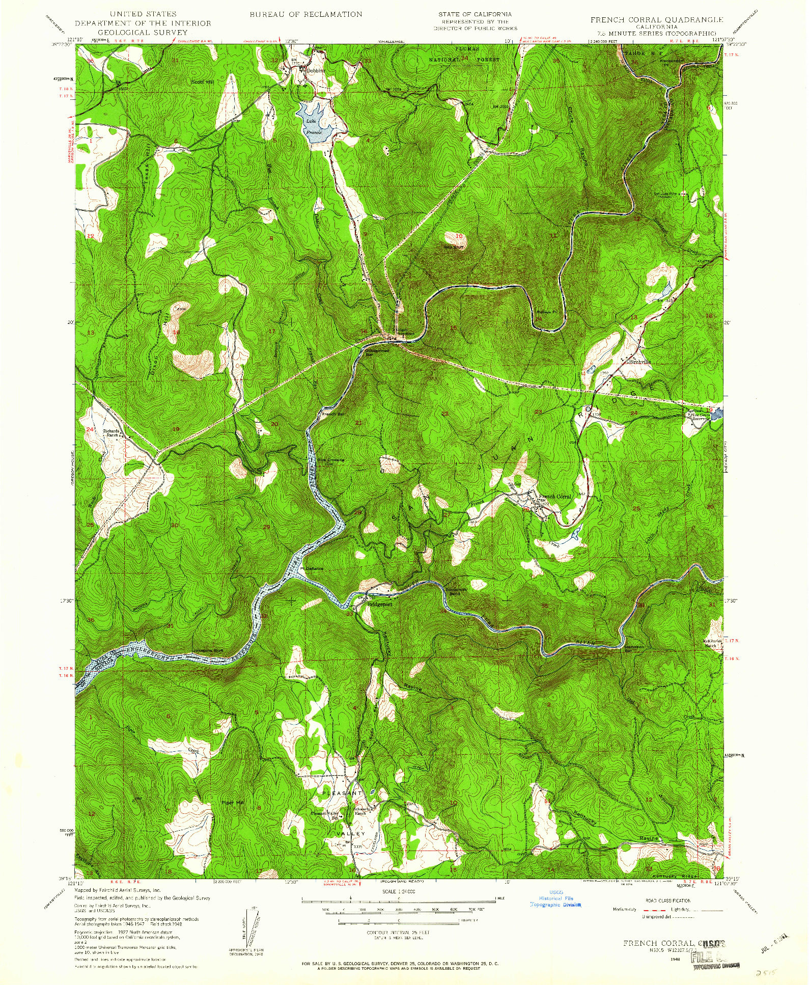 USGS 1:24000-SCALE QUADRANGLE FOR FRENCH CORRAL, CA 1948