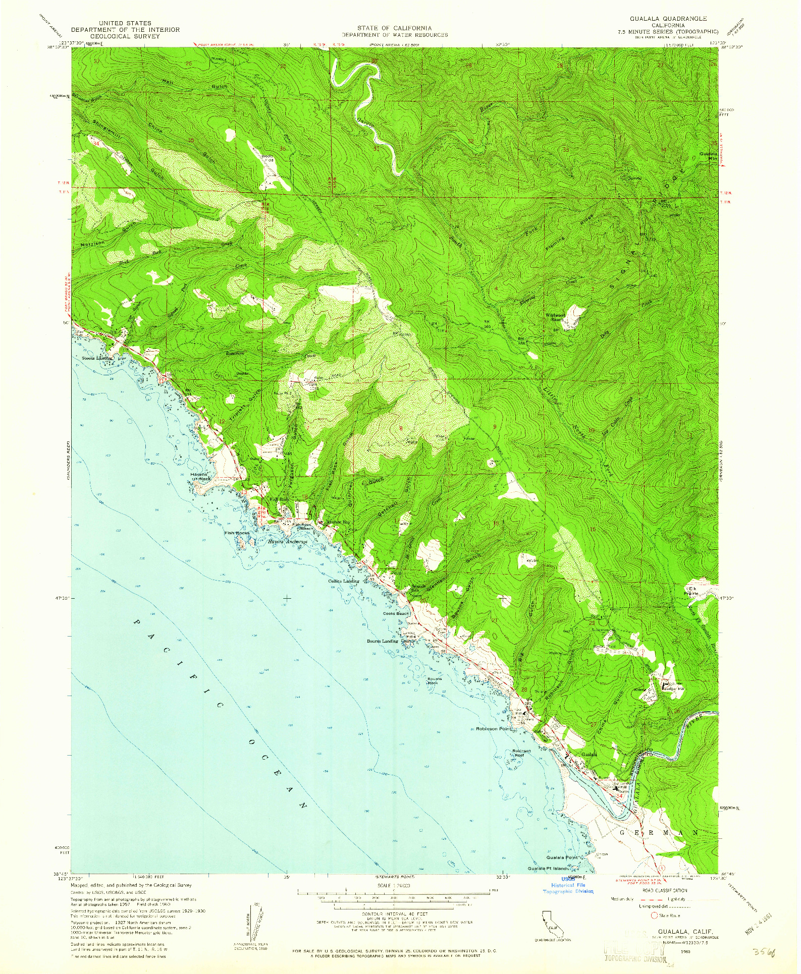 USGS 1:24000-SCALE QUADRANGLE FOR GUALALA, CA 1960