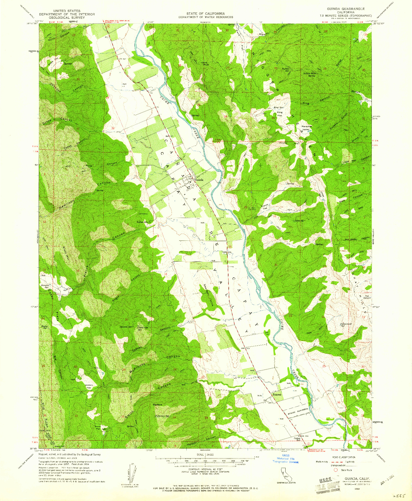 USGS 1:24000-SCALE QUADRANGLE FOR GUINDA, CA 1959