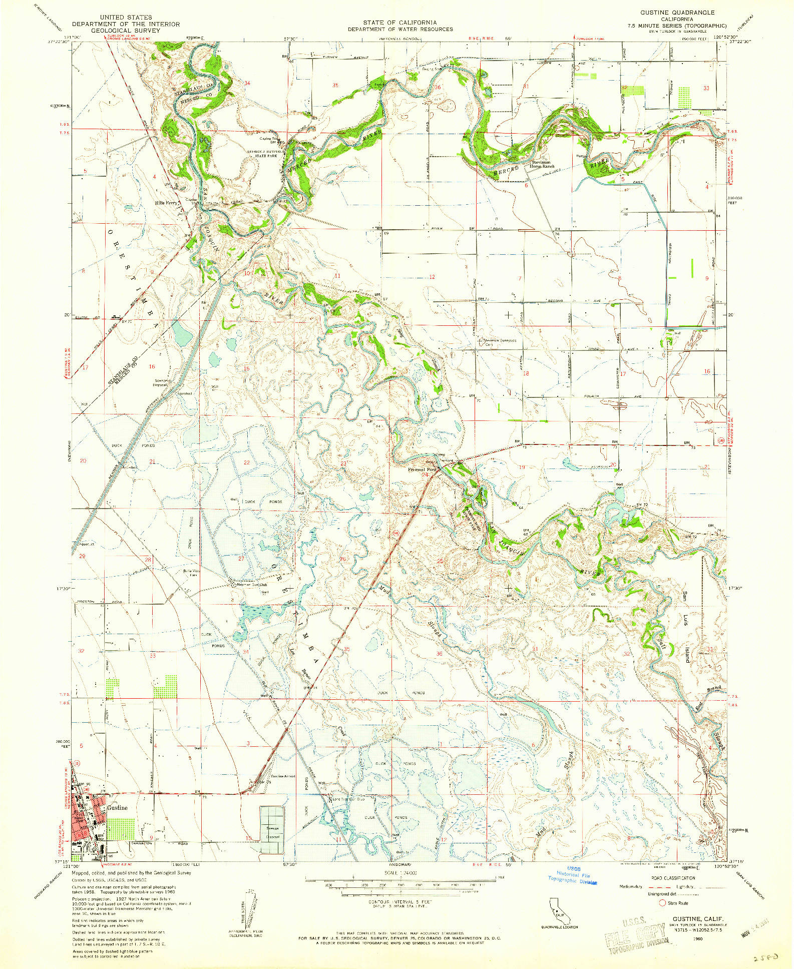 USGS 1:24000-SCALE QUADRANGLE FOR GUSTINE, CA 1960