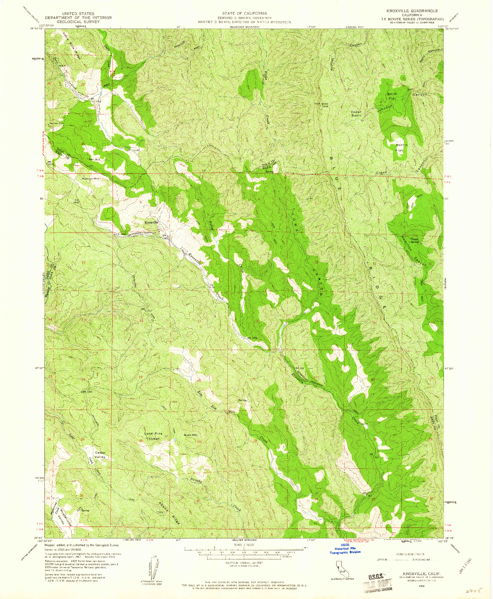 USGS 1:24000-SCALE QUADRANGLE FOR KNOXVILLE, CA 1958