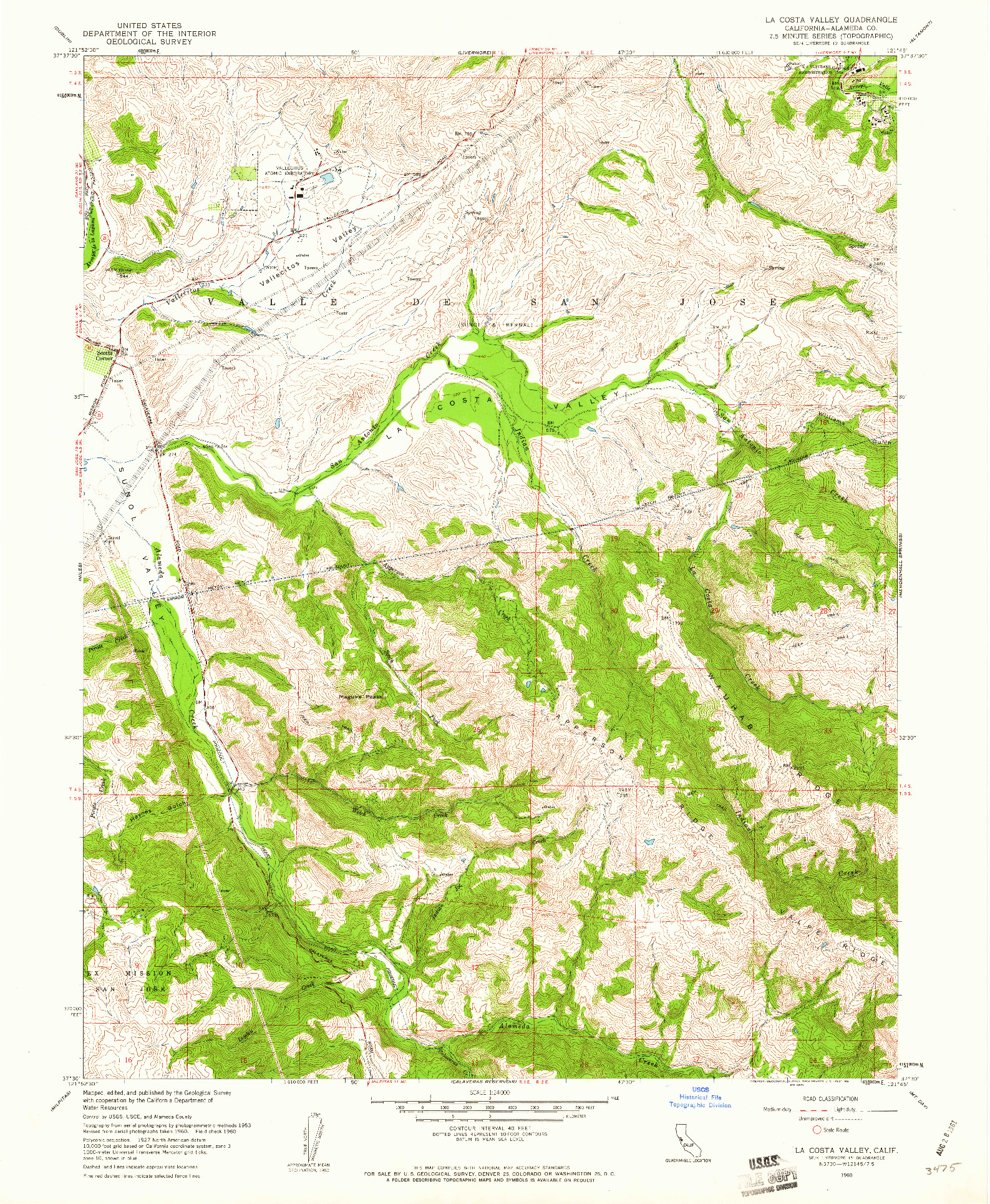 USGS 1:24000-SCALE QUADRANGLE FOR LA COSTA VALLEY, CA 1960