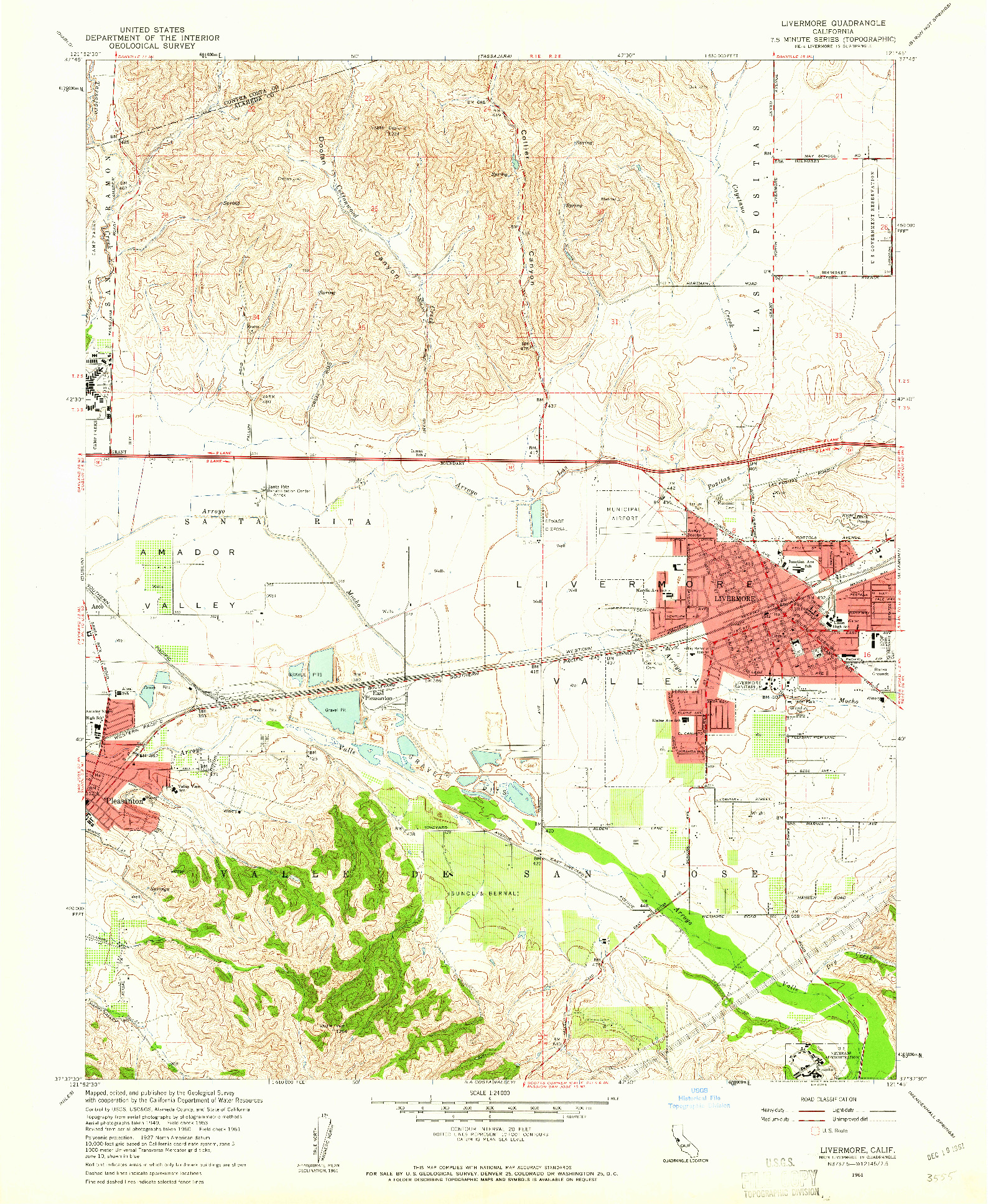 USGS 1:24000-SCALE QUADRANGLE FOR LIVERMORE, CA 1961