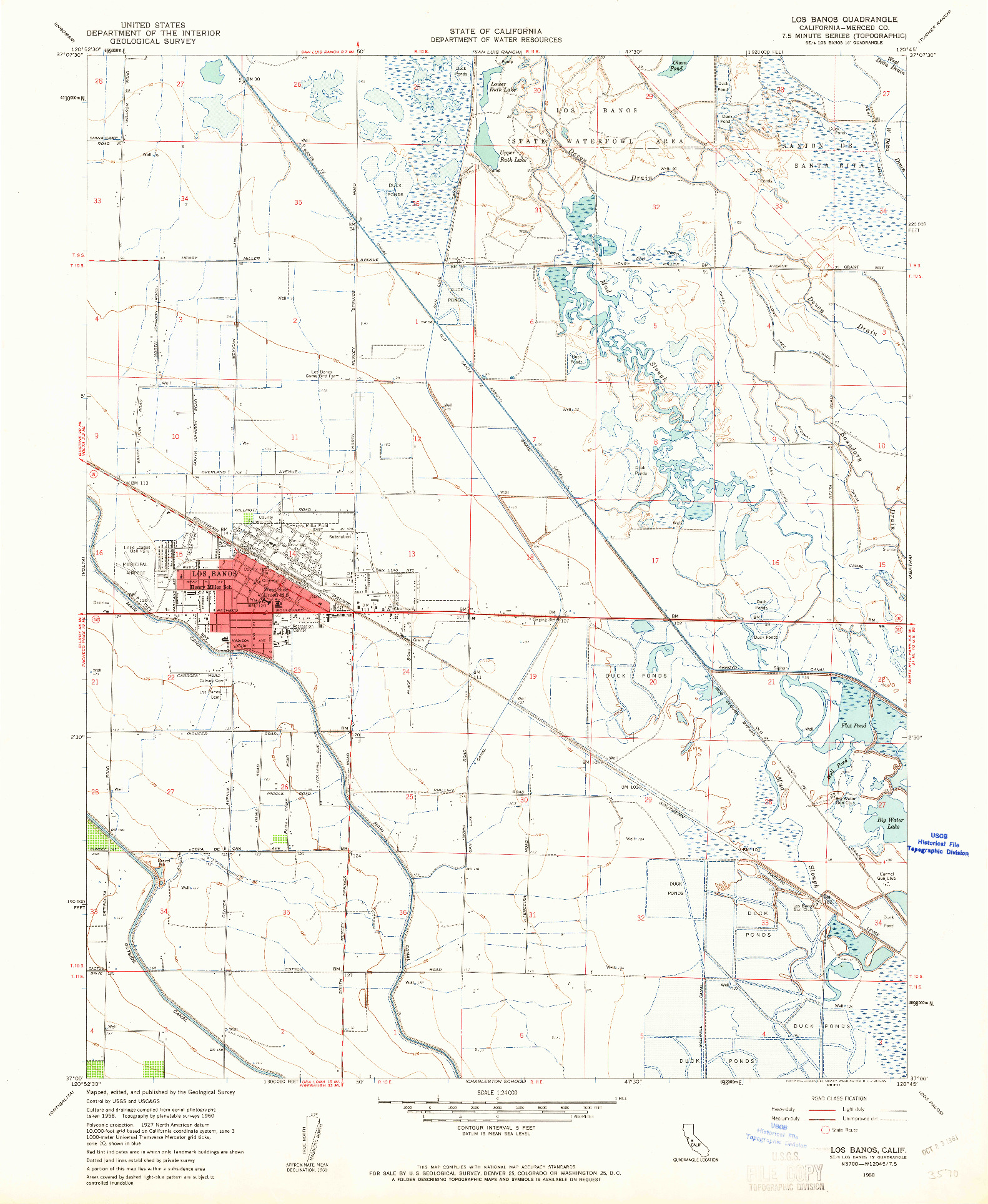 USGS 1:24000-SCALE QUADRANGLE FOR LOS BANOS, CA 1960