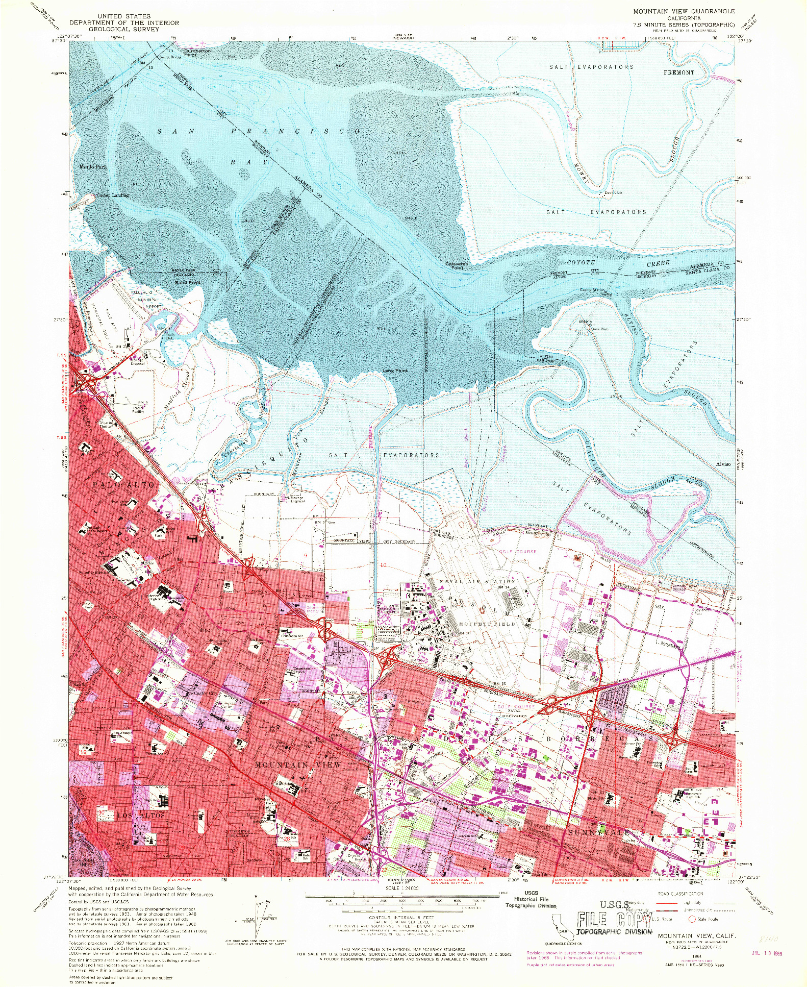 USGS 1:24000-SCALE QUADRANGLE FOR MOUNTAIN VIEW, CA 1961