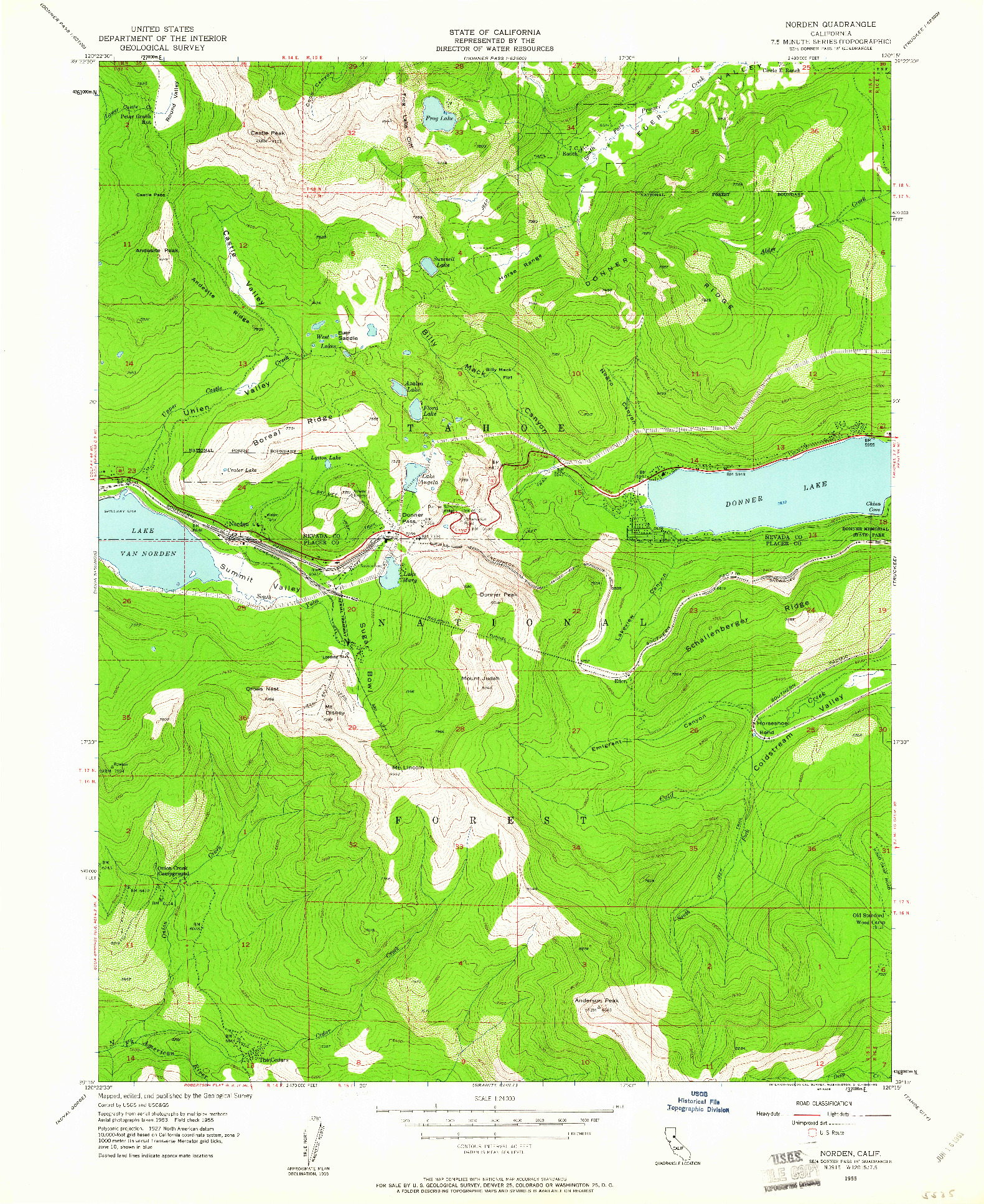 USGS 1:24000-SCALE QUADRANGLE FOR NORDEN, CA 1955