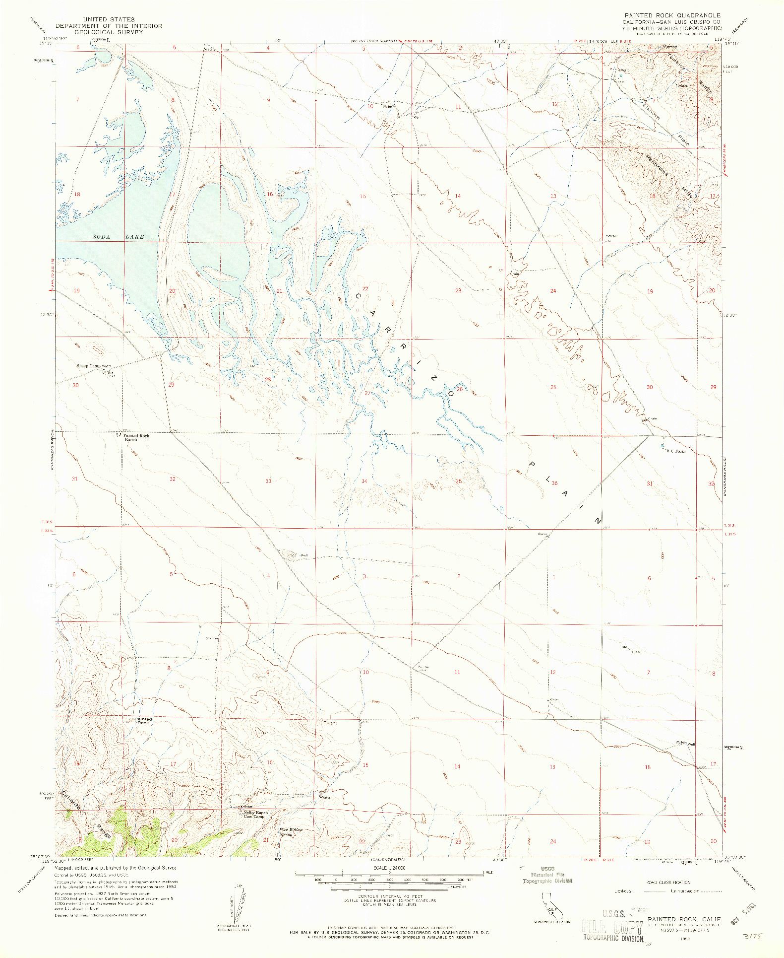 USGS 1:24000-SCALE QUADRANGLE FOR PAINTED ROCK, CA 1959