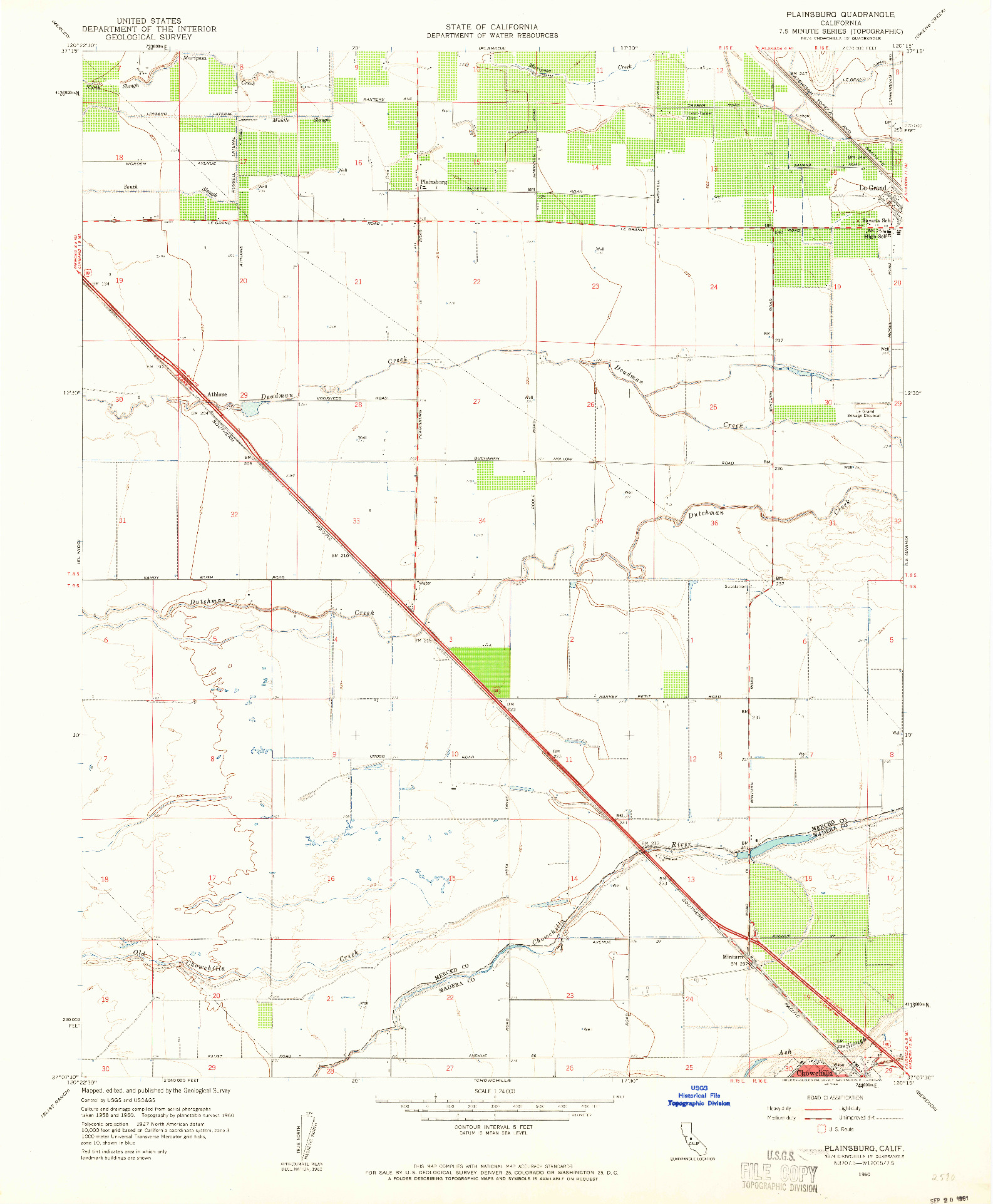 USGS 1:24000-SCALE QUADRANGLE FOR PLAINSBURG, CA 1960