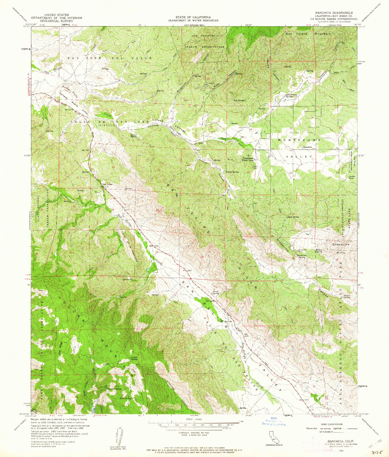 USGS 1:24000-SCALE QUADRANGLE FOR RANCHITA, CA 1960