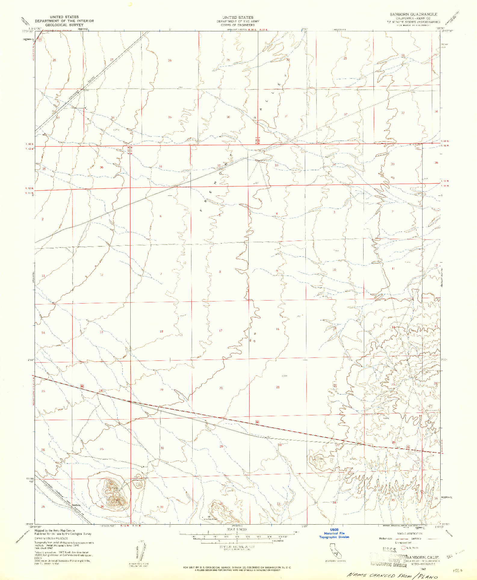 USGS 1:24000-SCALE QUADRANGLE FOR SANBORN, CA 1947