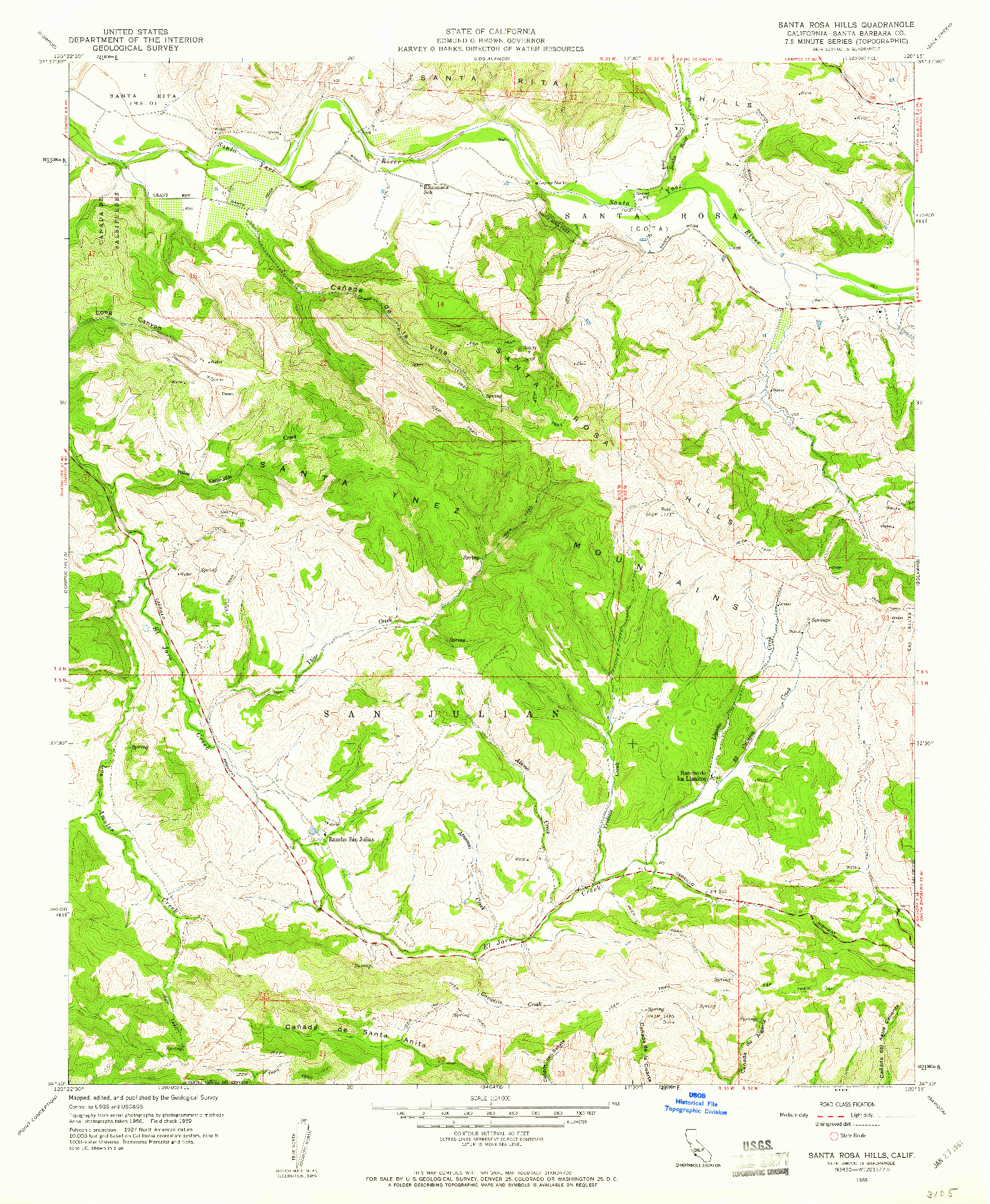 USGS 1:24000-SCALE QUADRANGLE FOR SANTA ROSA HILLS, CA 1959