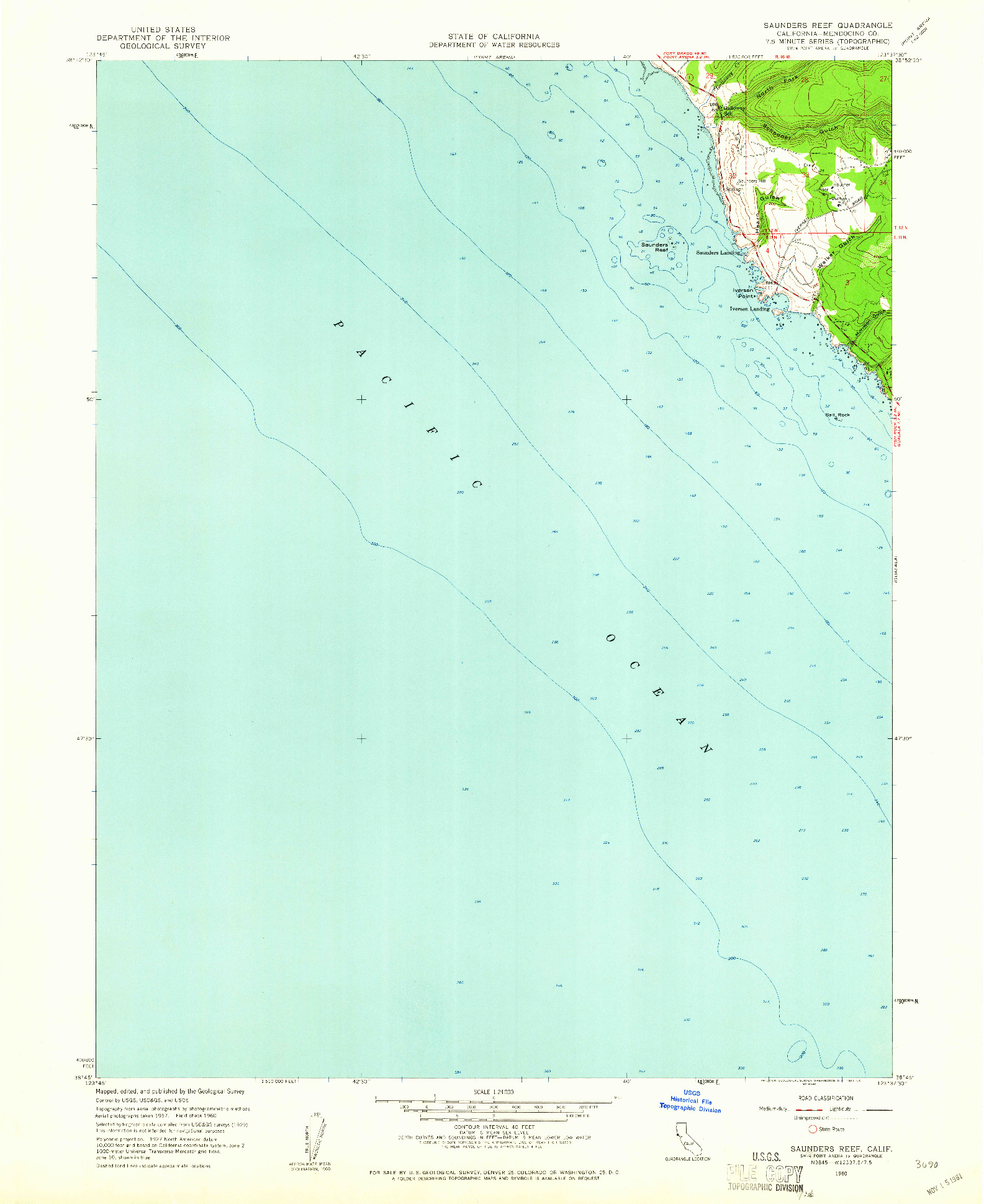 USGS 1:24000-SCALE QUADRANGLE FOR SAUNDERS REEF, CA 1960