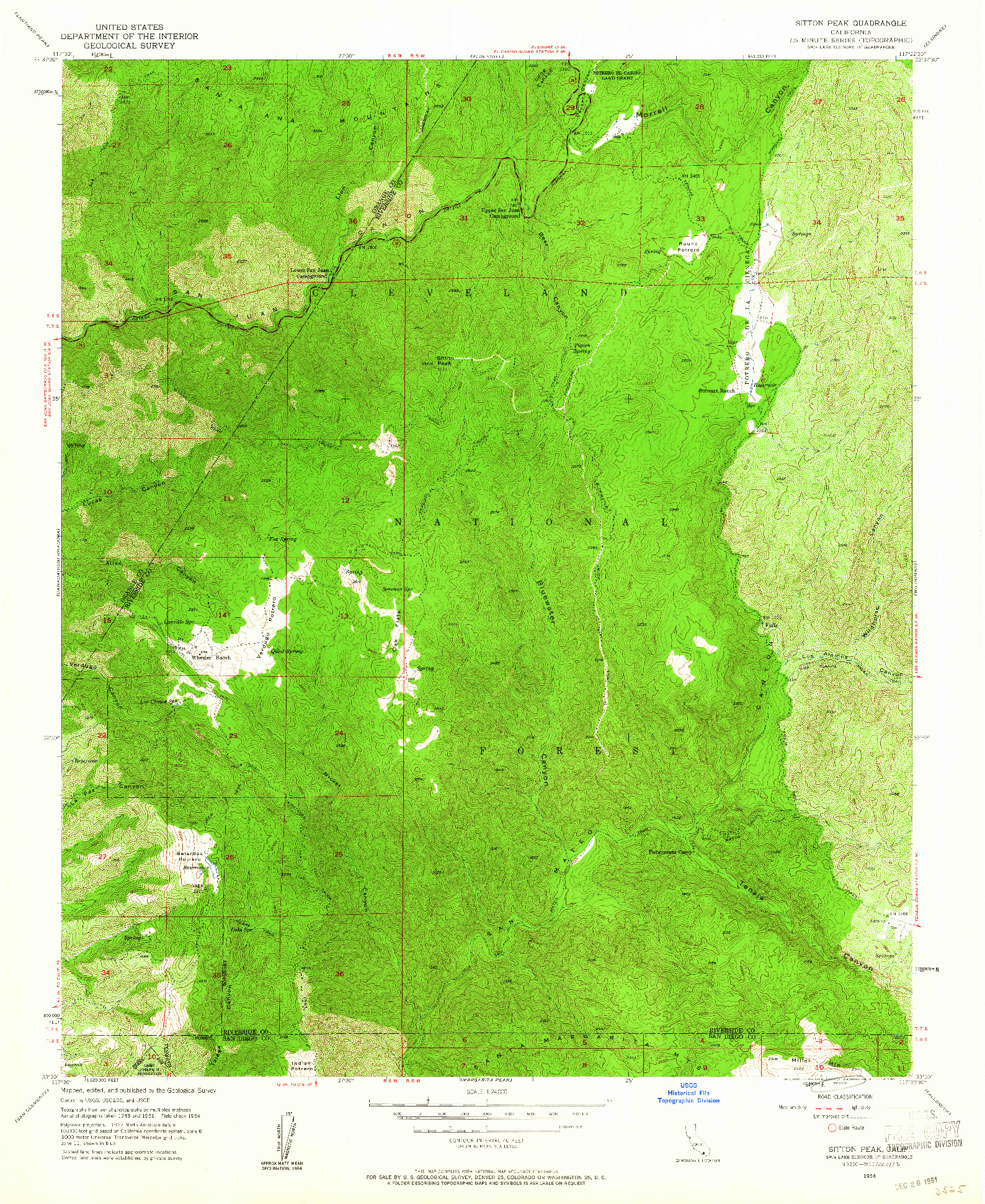 USGS 1:24000-SCALE QUADRANGLE FOR SITTON PEAK, CA 1954