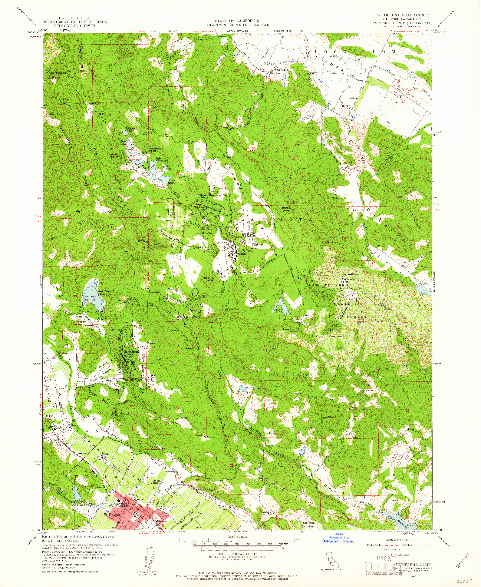 USGS 1:24000-SCALE QUADRANGLE FOR ST. HELENA, CA 1960