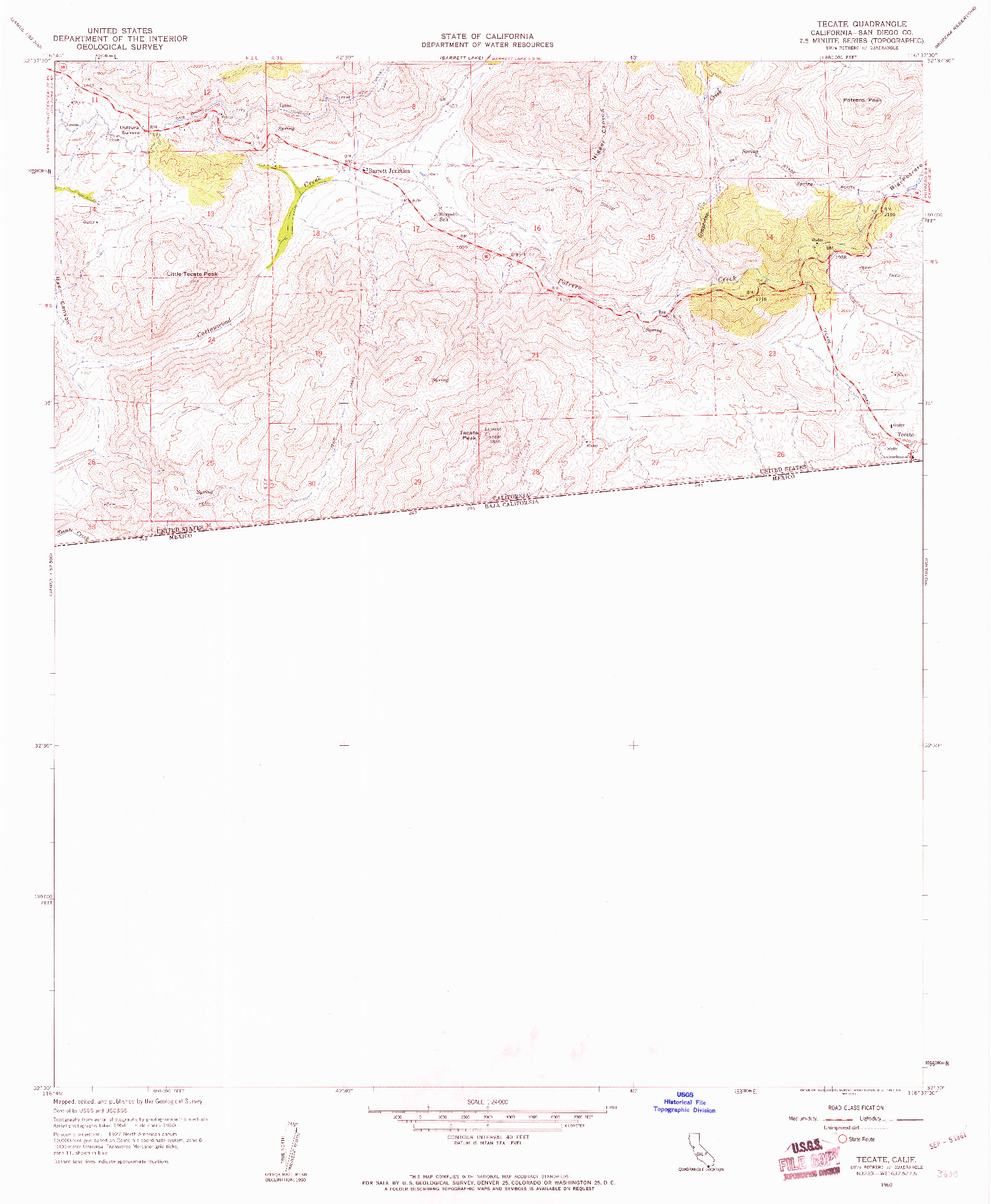USGS 1:24000-SCALE QUADRANGLE FOR TECATE, CA 1960