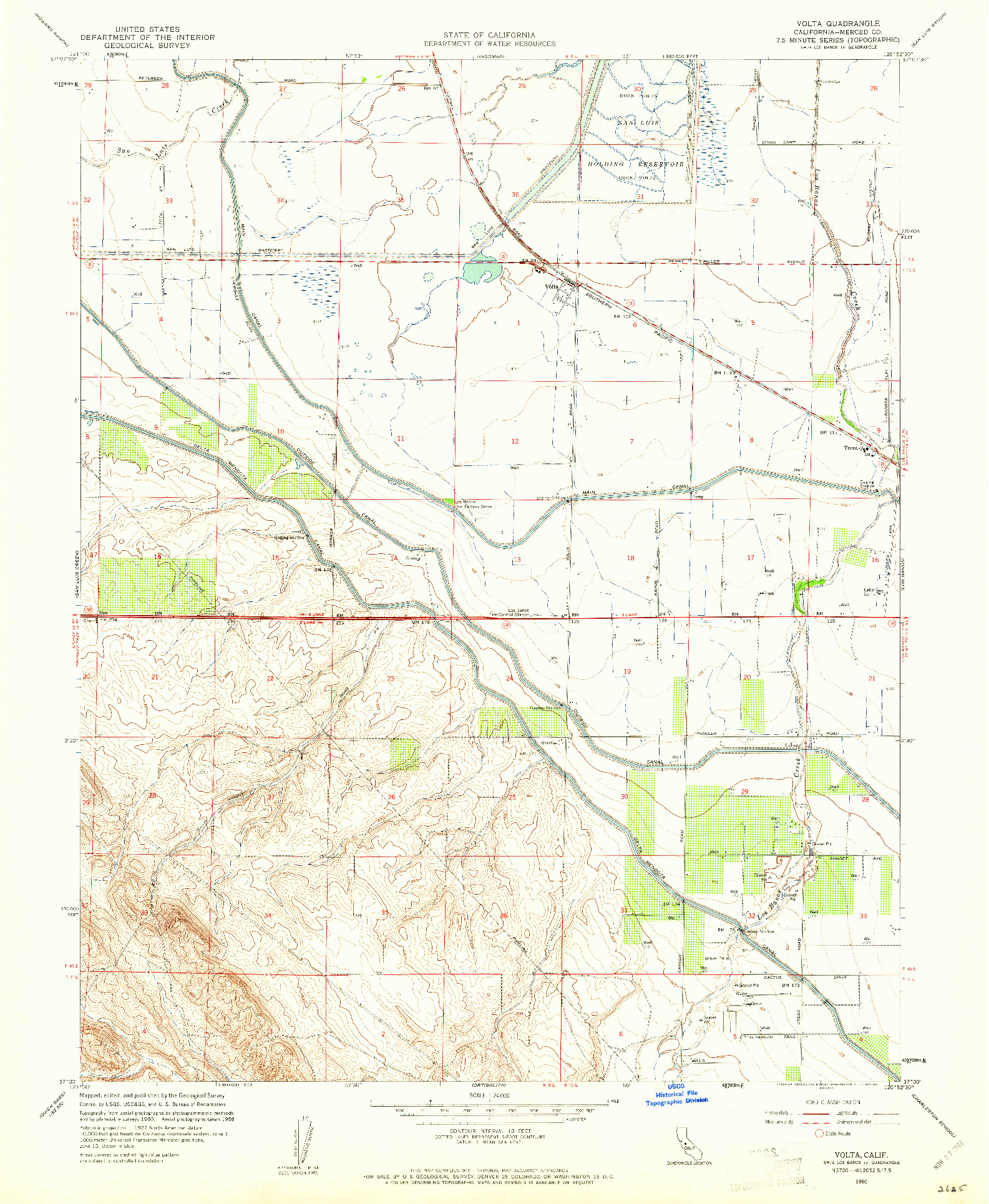 USGS 1:24000-SCALE QUADRANGLE FOR VOLTA, CA 1960
