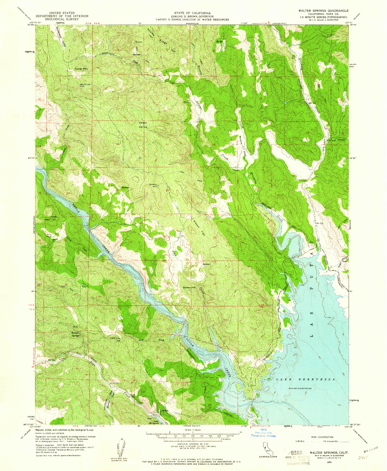 USGS 1:24000-SCALE QUADRANGLE FOR WALTER SPRINGS, CA 1959
