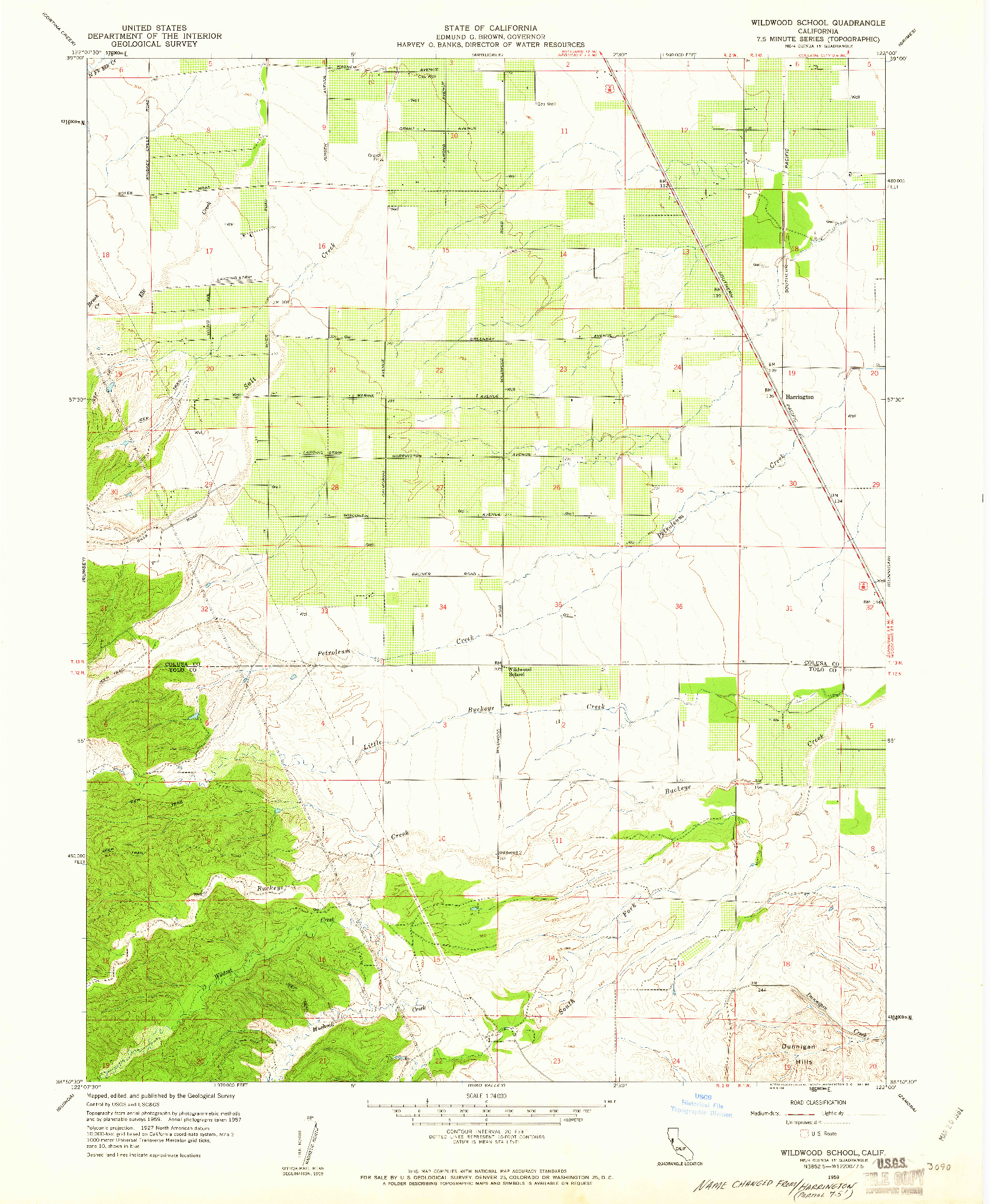 USGS 1:24000-SCALE QUADRANGLE FOR WILDWOOD SCHOOL, CA 1959