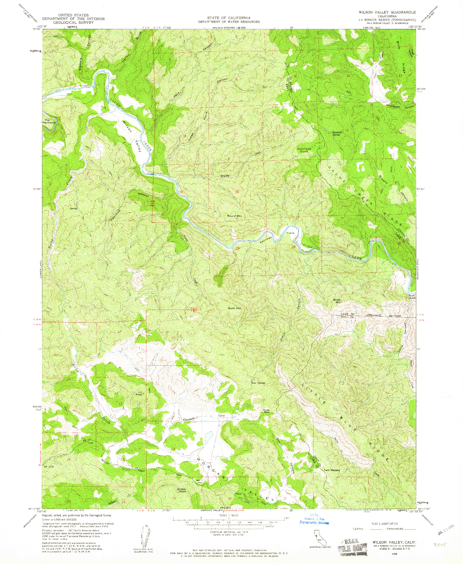 USGS 1:24000-SCALE QUADRANGLE FOR WILSON VALLEY, CA 1958