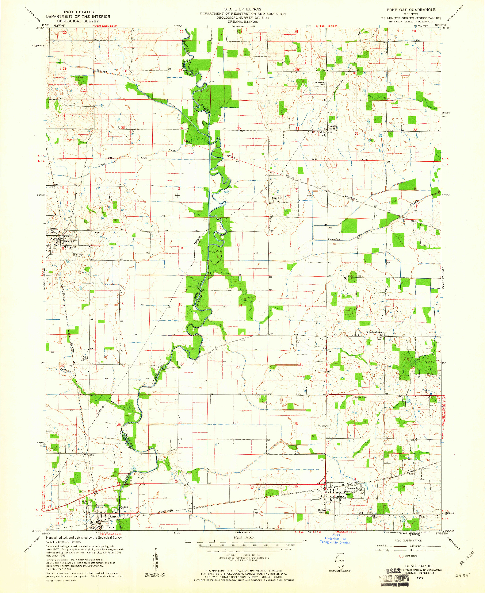 USGS 1:24000-SCALE QUADRANGLE FOR BONE GAP, IL 1959