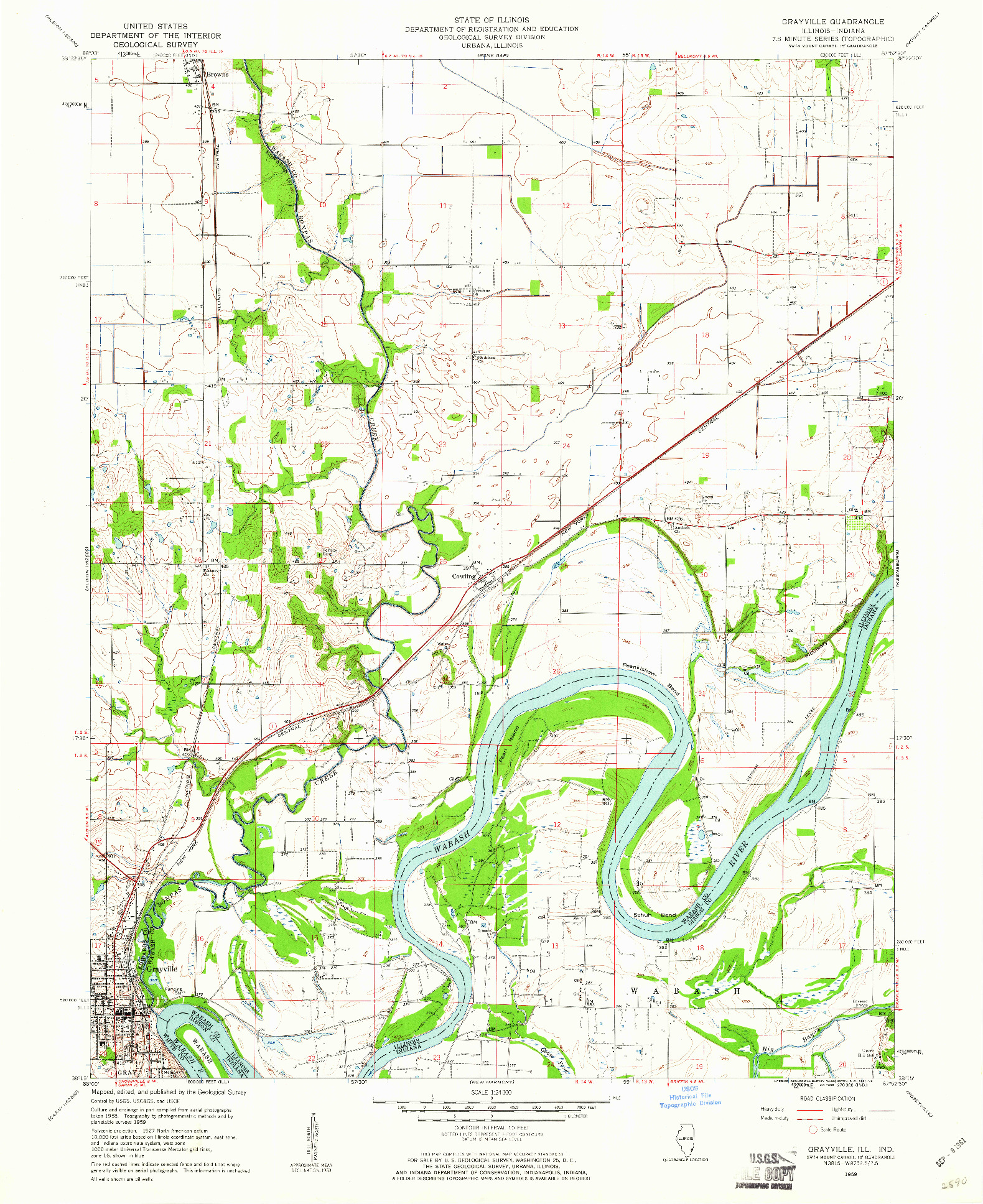 USGS 1:24000-SCALE QUADRANGLE FOR GRAYVILLE, IL 1959