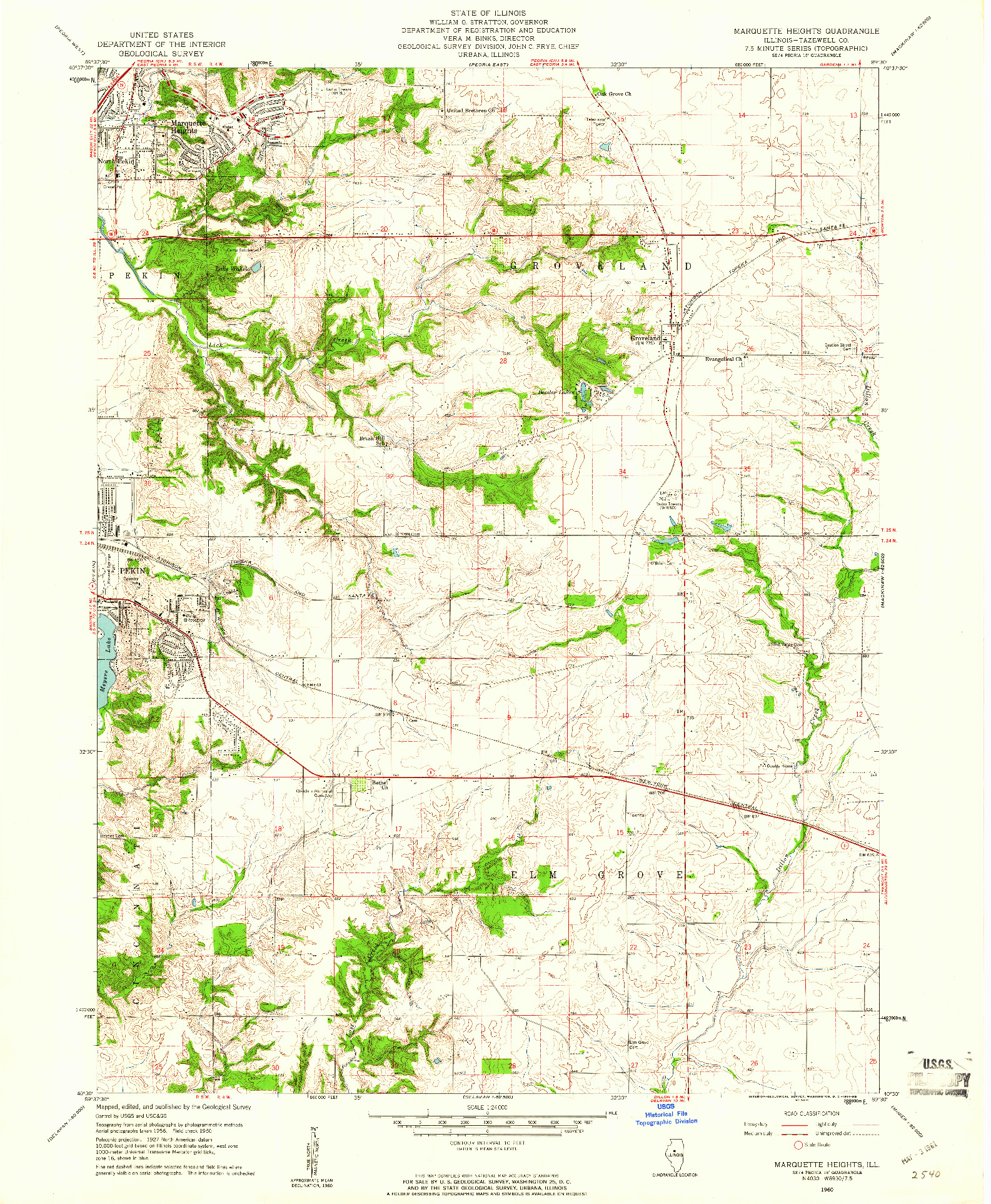 USGS 1:24000-SCALE QUADRANGLE FOR MARQUETTE HEIGHTS, IL 1960