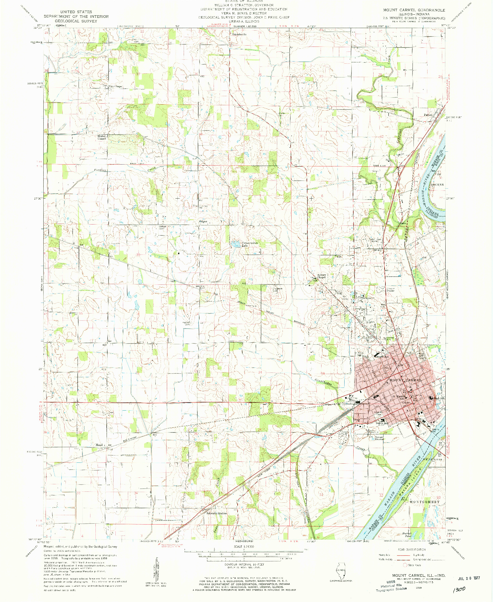 USGS 1:24000-SCALE QUADRANGLE FOR MOUNT CARMEL, IL 1959