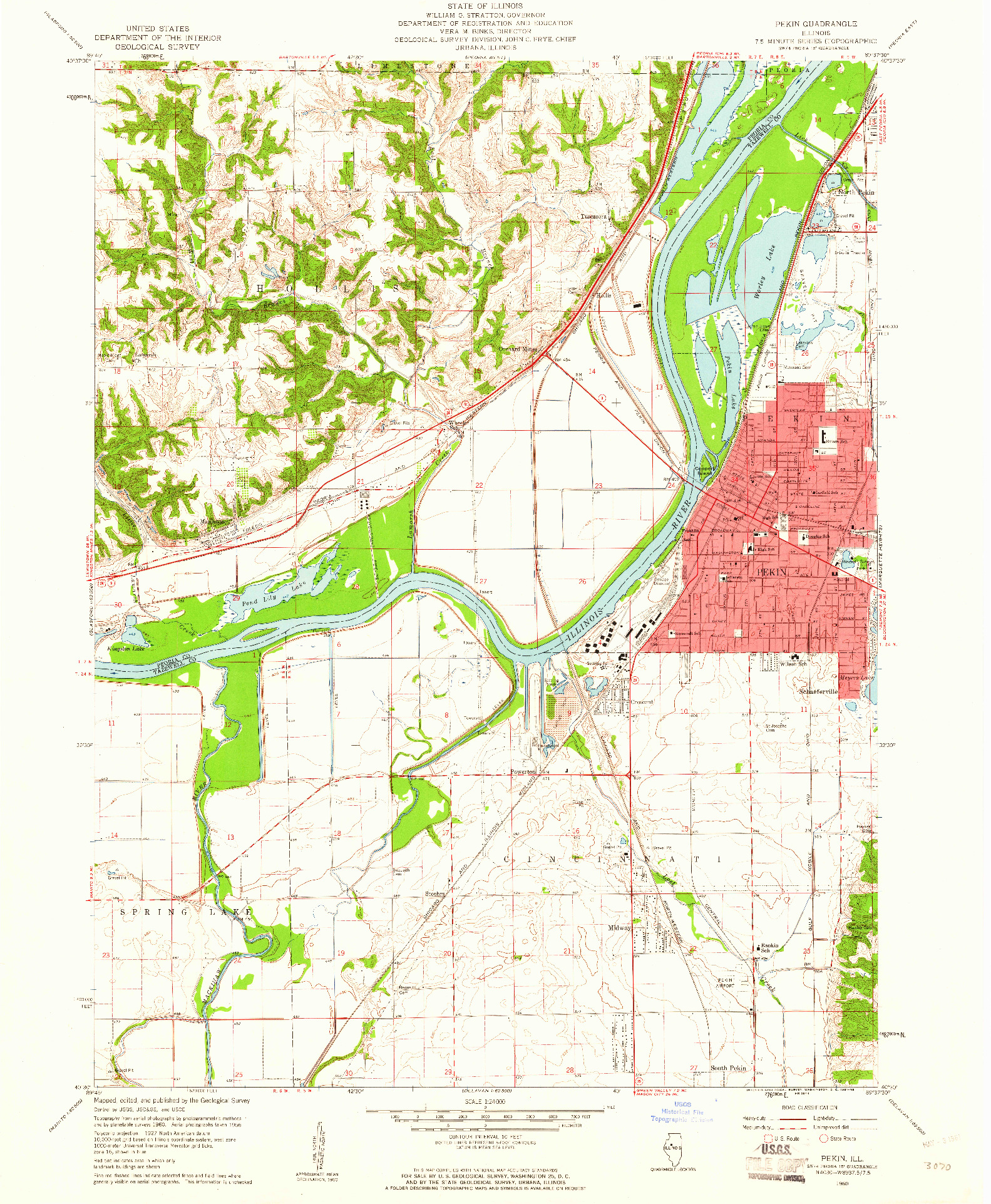 USGS 1:24000-SCALE QUADRANGLE FOR PEKIN, IL 1960