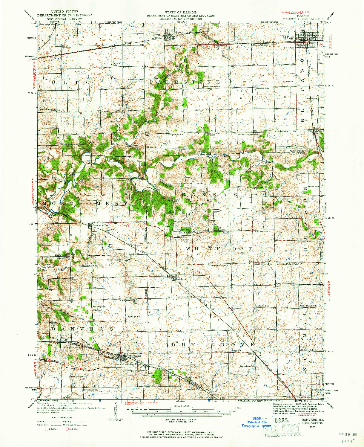 USGS 1:62500-SCALE QUADRANGLE FOR DANVERS, IL 1927