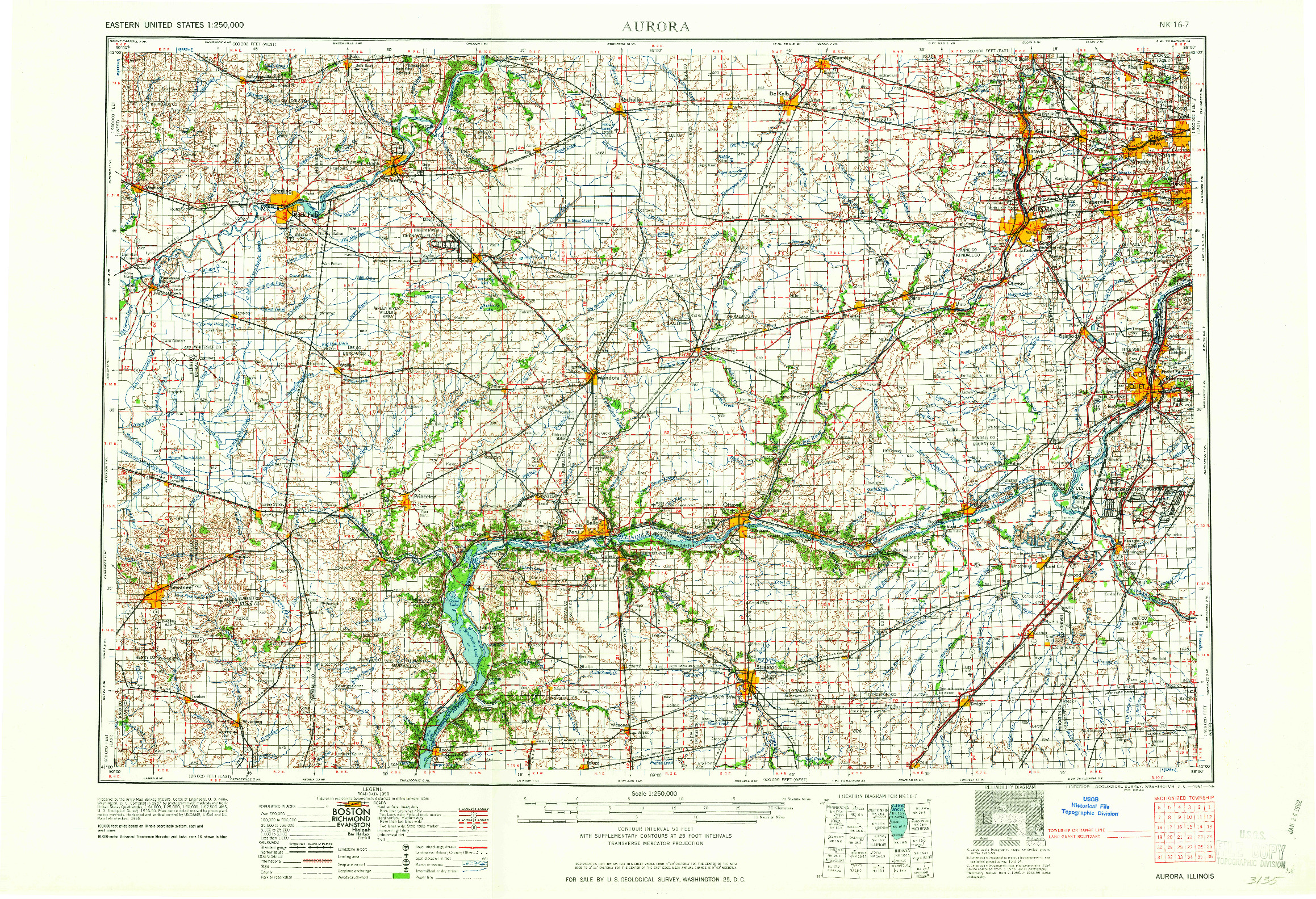 USGS 1:250000-SCALE QUADRANGLE FOR AURORA, IL 1961