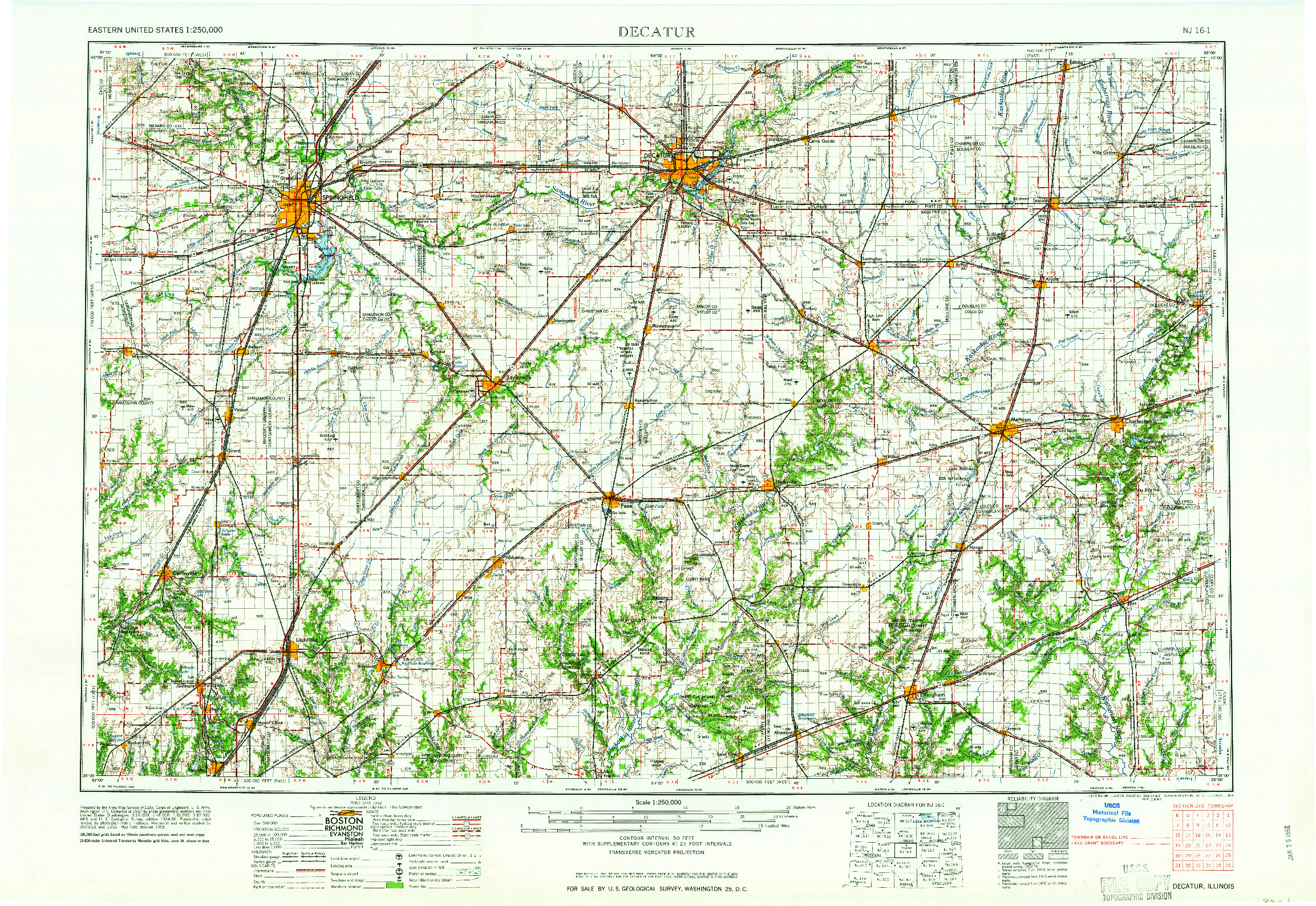 USGS 1:250000-SCALE QUADRANGLE FOR DECATUR, IL 1961