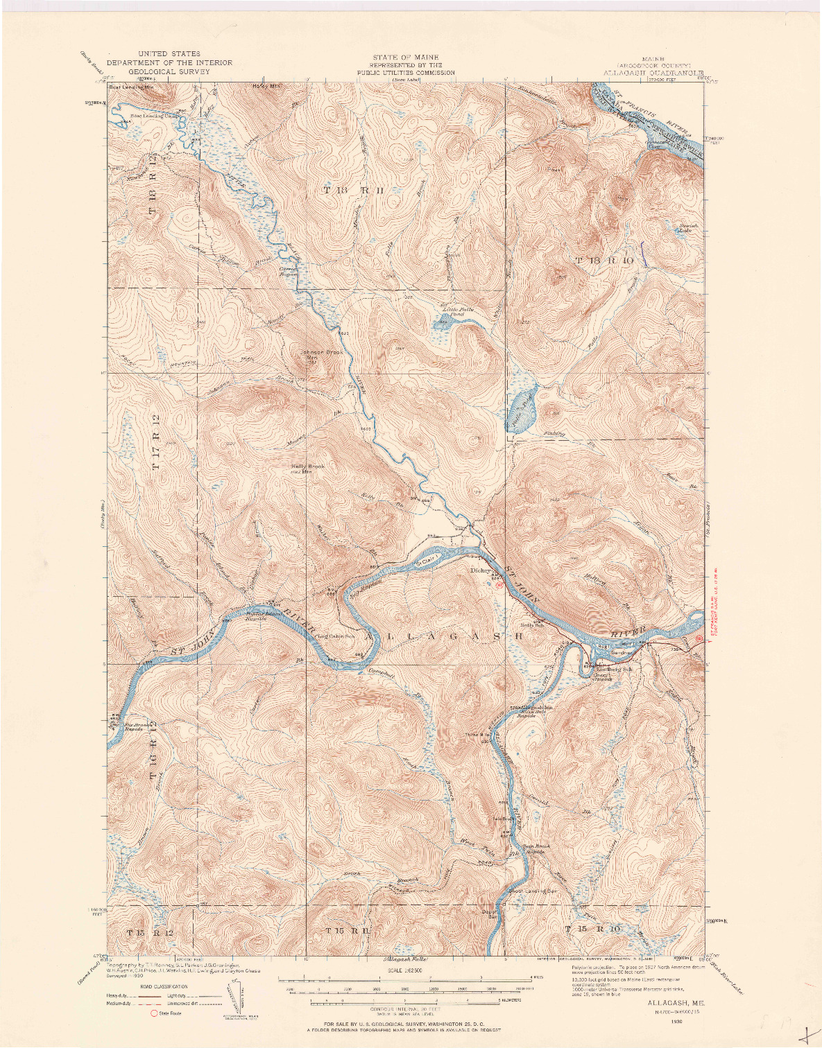 USGS 1:62500-SCALE QUADRANGLE FOR ALLAGASH, ME 1930