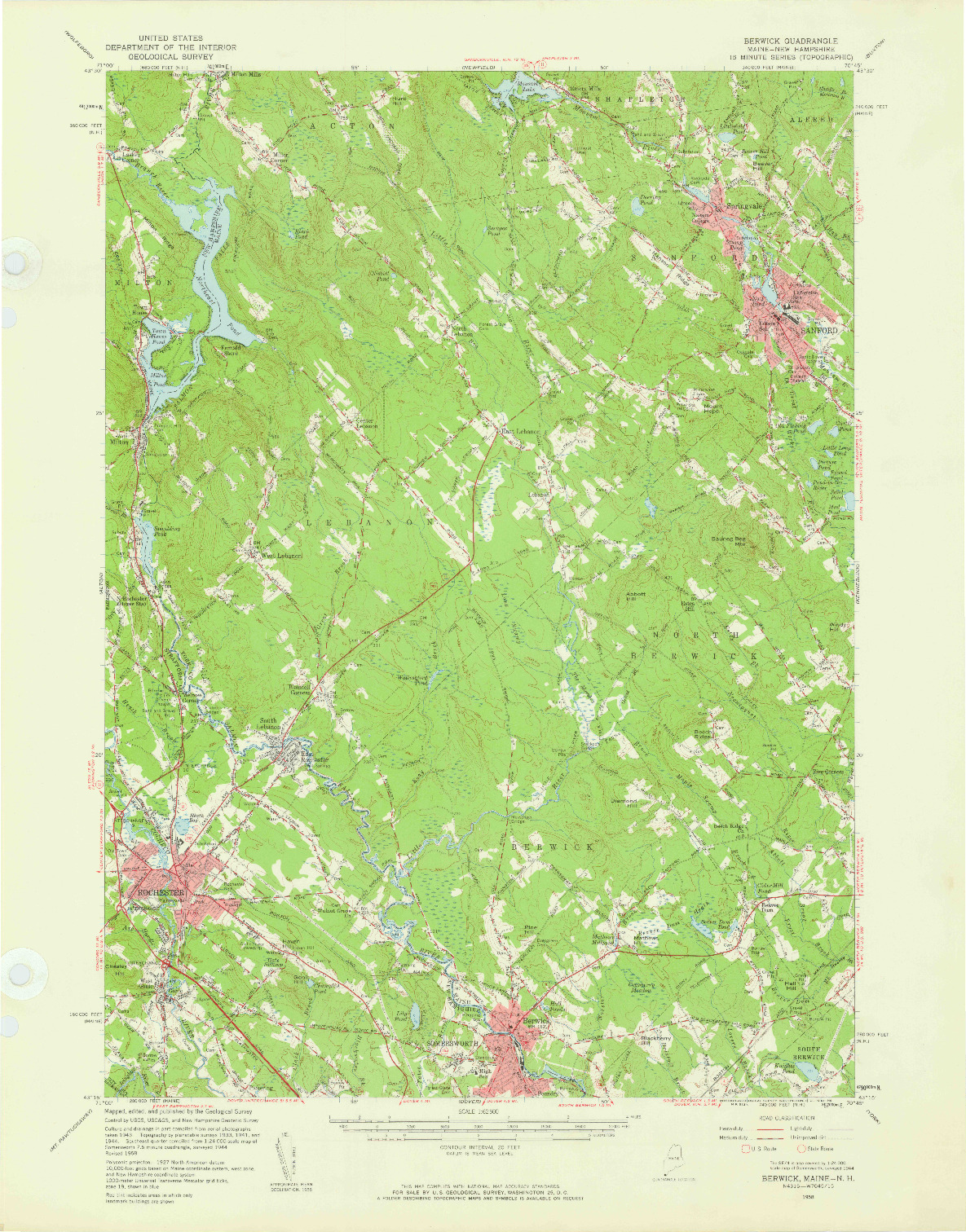 USGS 1:62500-SCALE QUADRANGLE FOR BERWICK, ME 1958