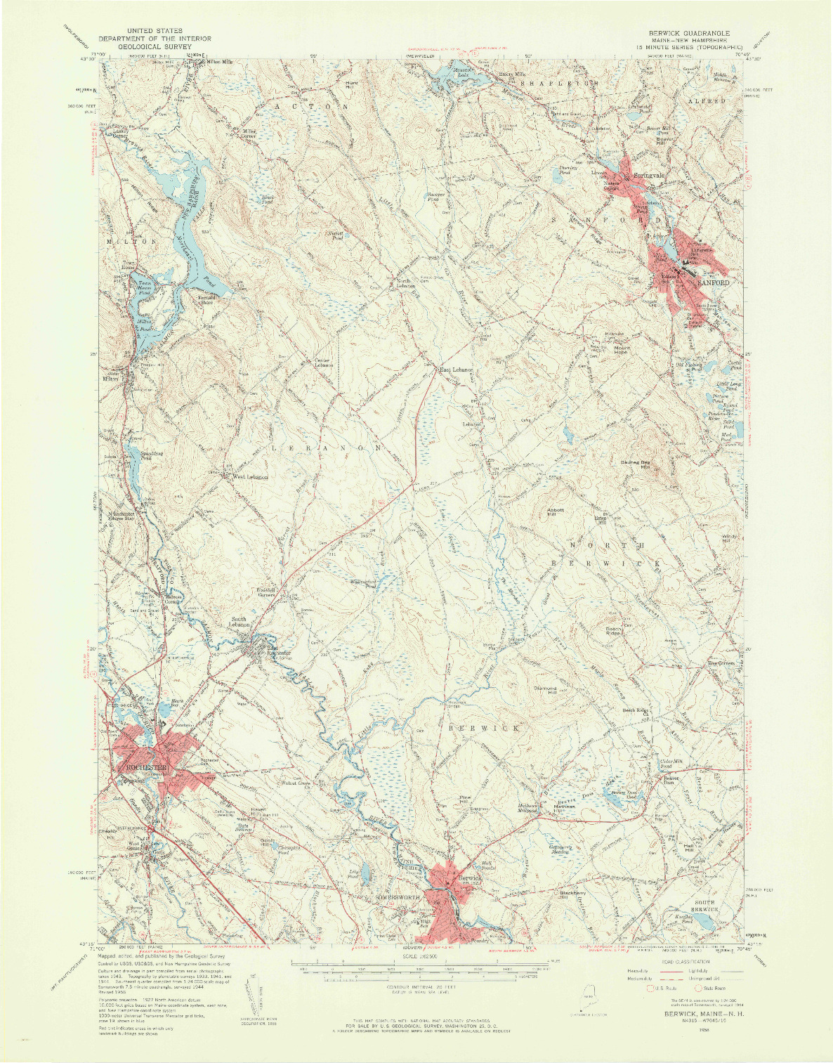 USGS 1:62500-SCALE QUADRANGLE FOR BERWICK, ME 1958