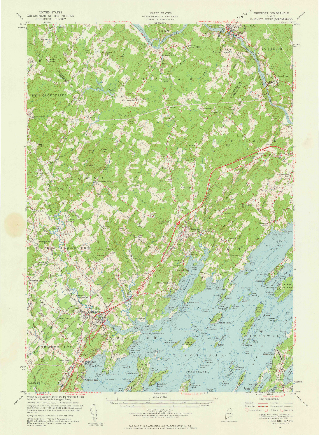 USGS 1:62500-SCALE QUADRANGLE FOR FREEPORT, ME 1957