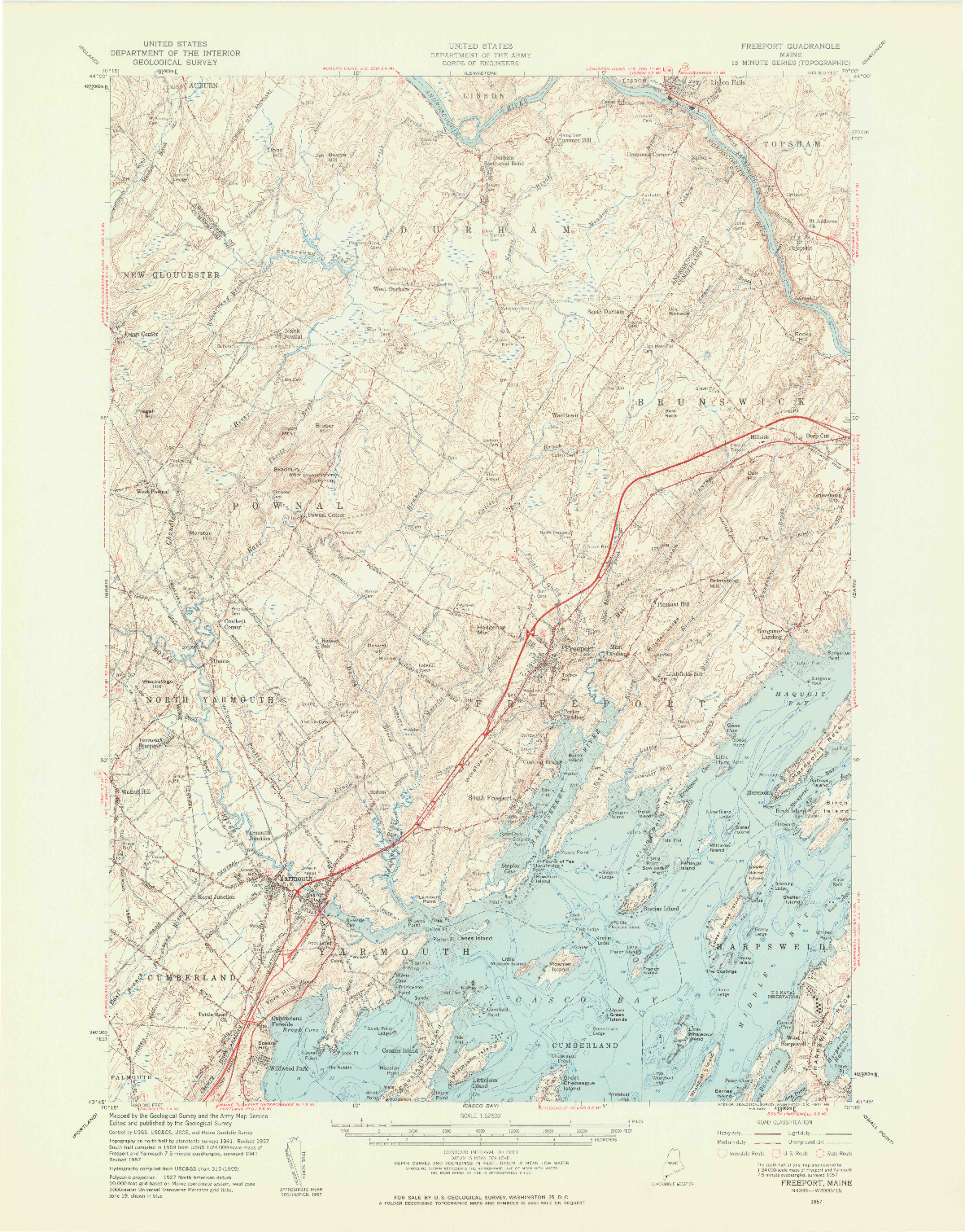 USGS 1:62500-SCALE QUADRANGLE FOR FREEPORT, ME 1957