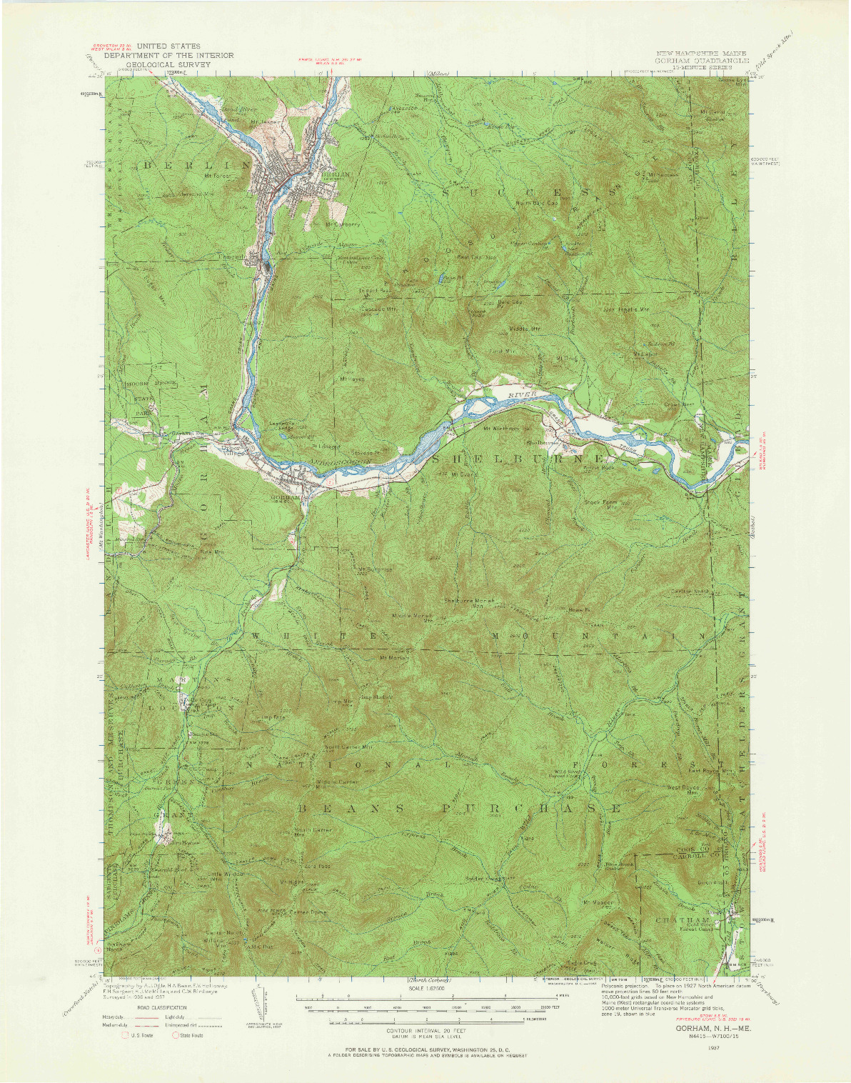 USGS 1:62500-SCALE QUADRANGLE FOR GORHAM, ME 1937