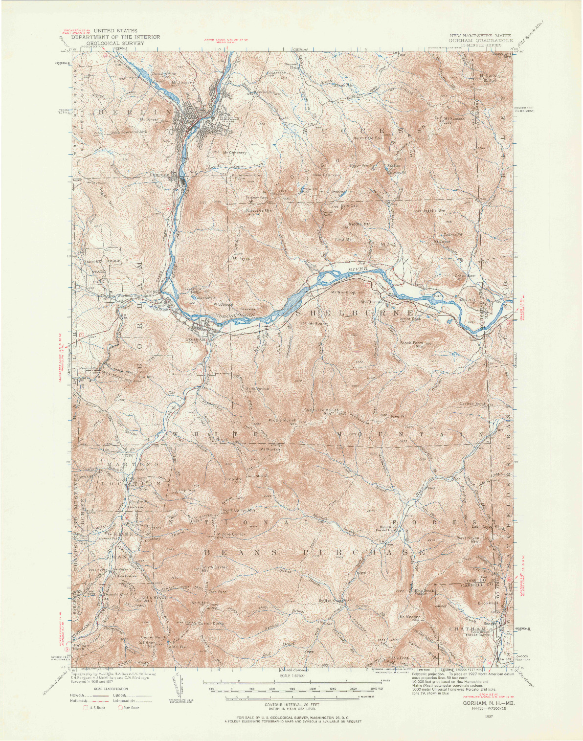 USGS 1:62500-SCALE QUADRANGLE FOR GORHAM, ME 1937