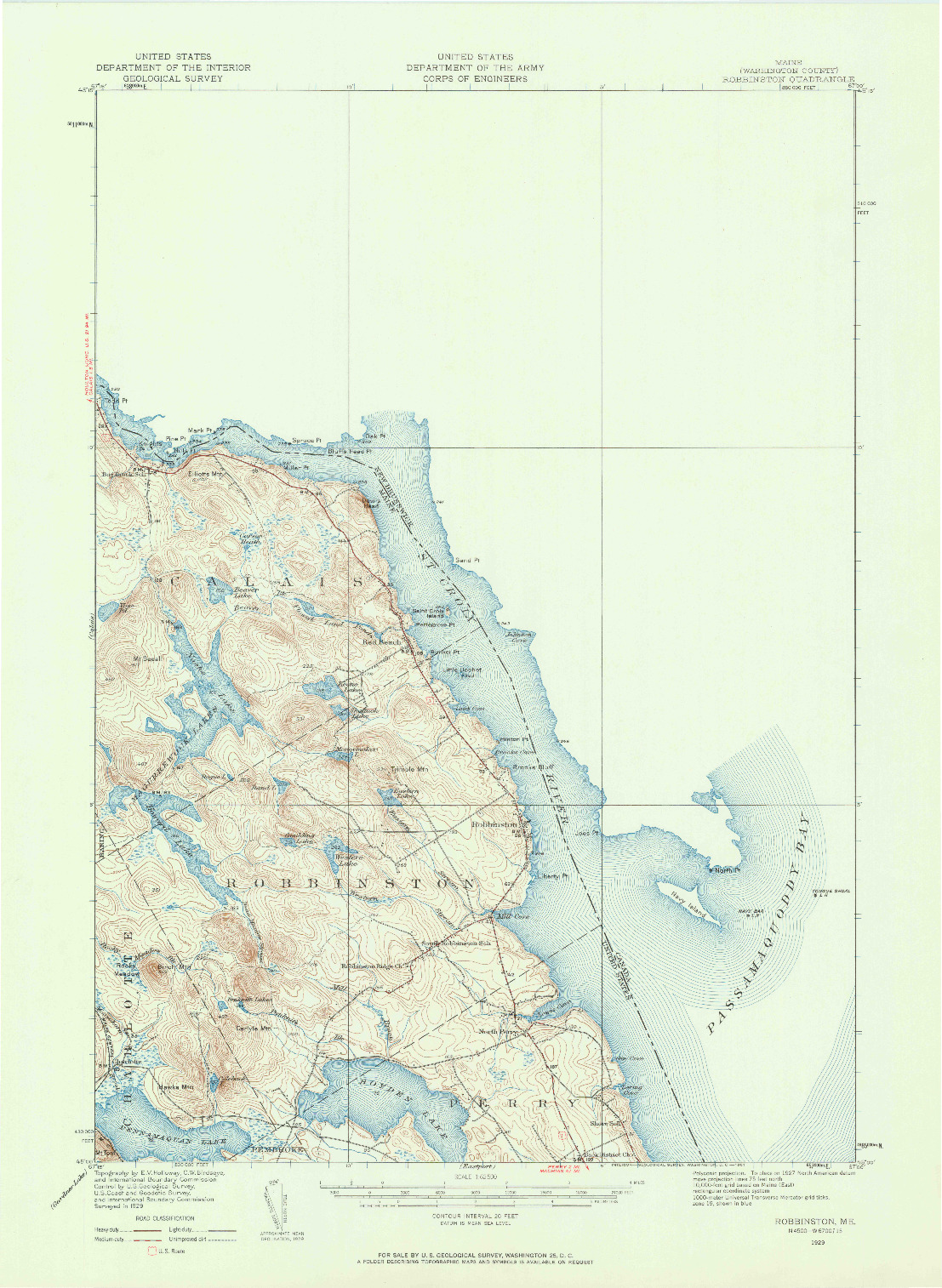 USGS 1:62500-SCALE QUADRANGLE FOR ROBBINSTON, ME 1929