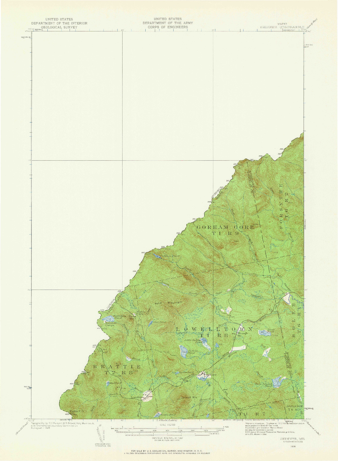 USGS 1:62500-SCALE QUADRANGLE FOR SKINNER, ME 1928