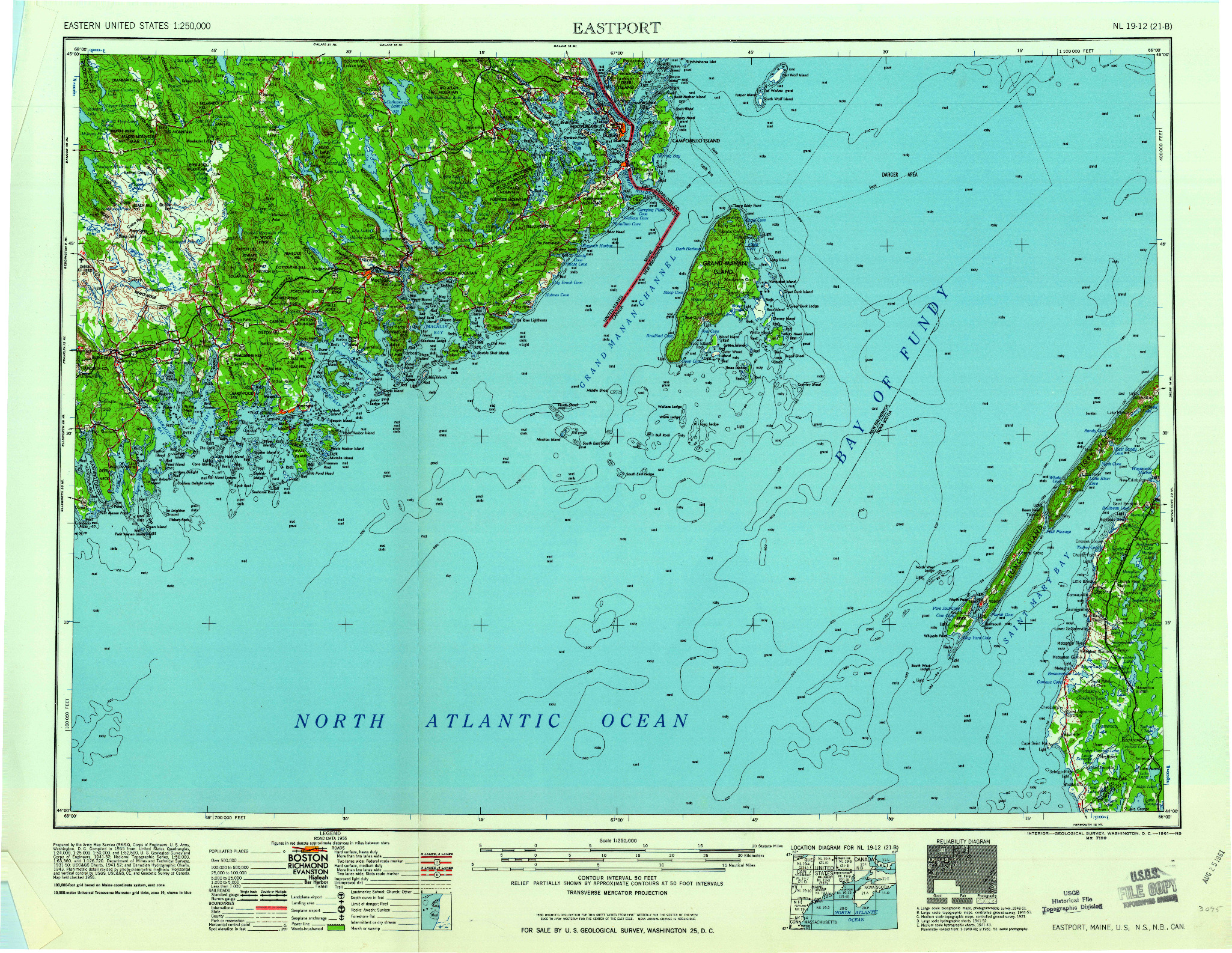 USGS 1:250000-SCALE QUADRANGLE FOR EASTPORT, ME 1961