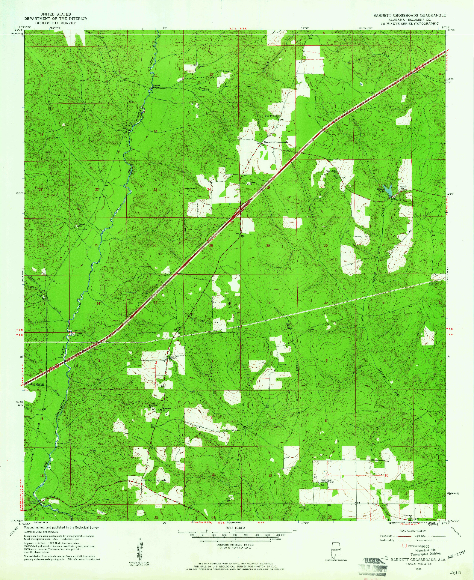 USGS 1:24000-SCALE QUADRANGLE FOR BARNETT CROSSROADS, AL 1960