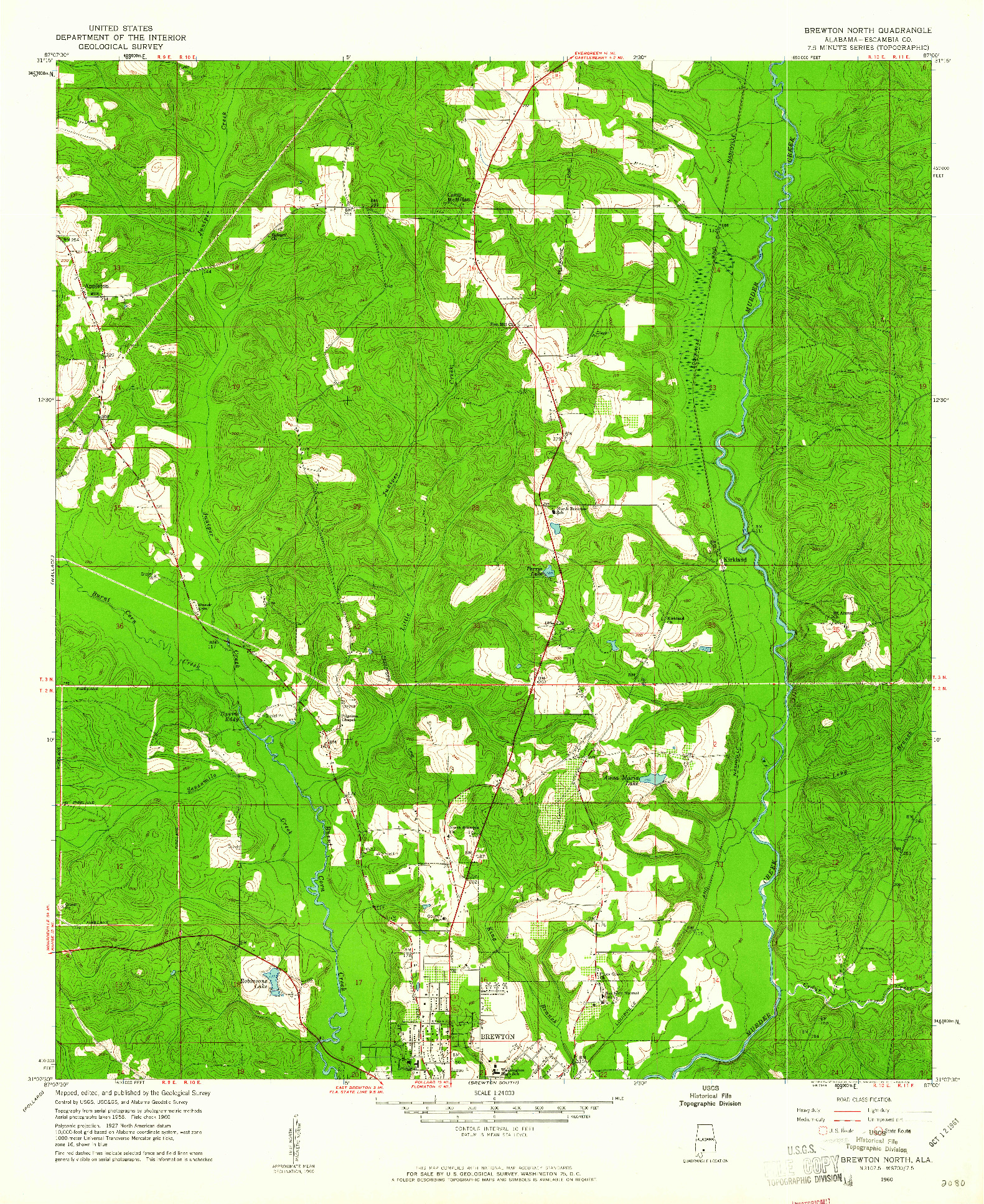 USGS 1:24000-SCALE QUADRANGLE FOR BREWTON NORTH, AL 1960