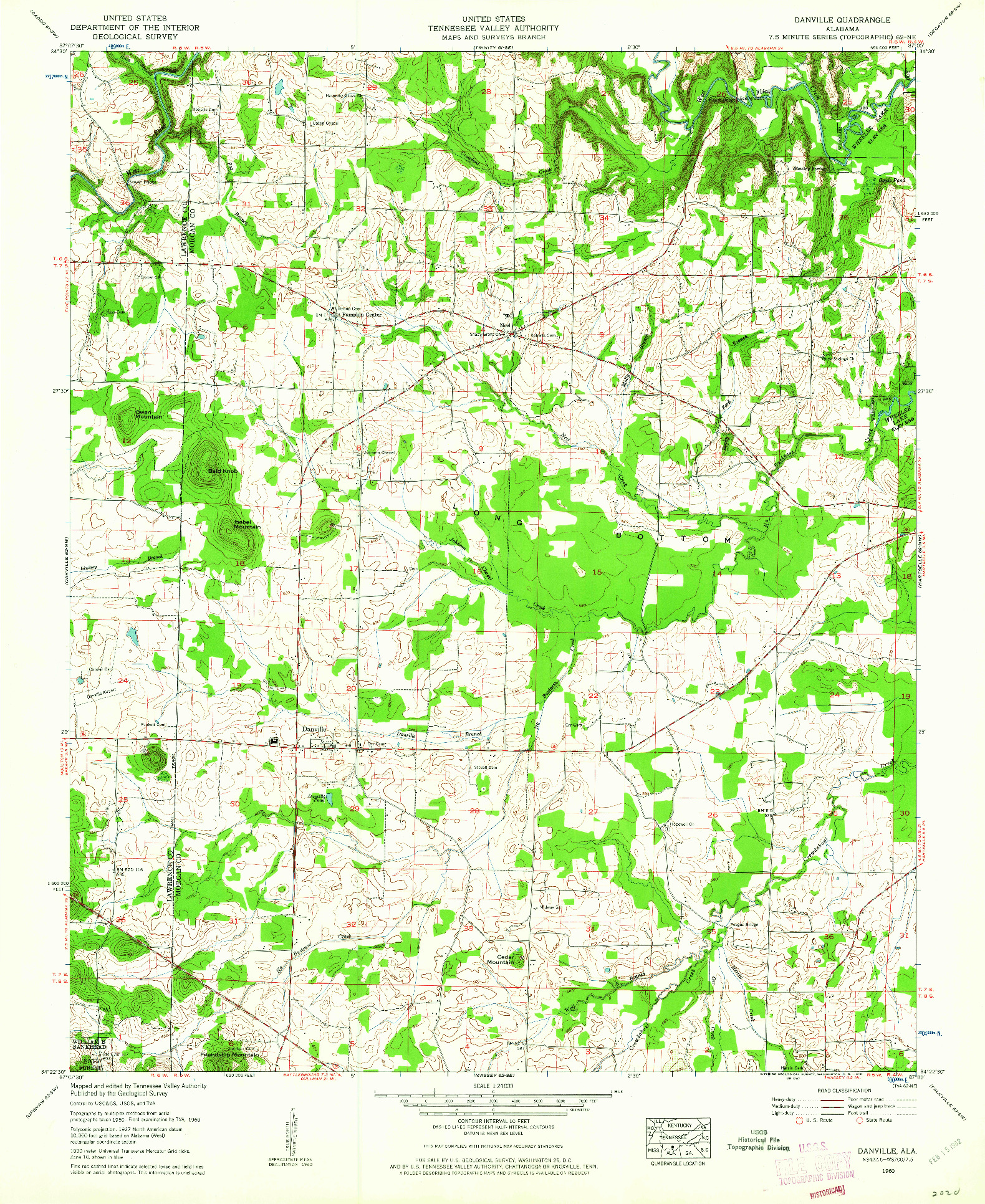 USGS 1:24000-SCALE QUADRANGLE FOR DANVILLE, AL 1960